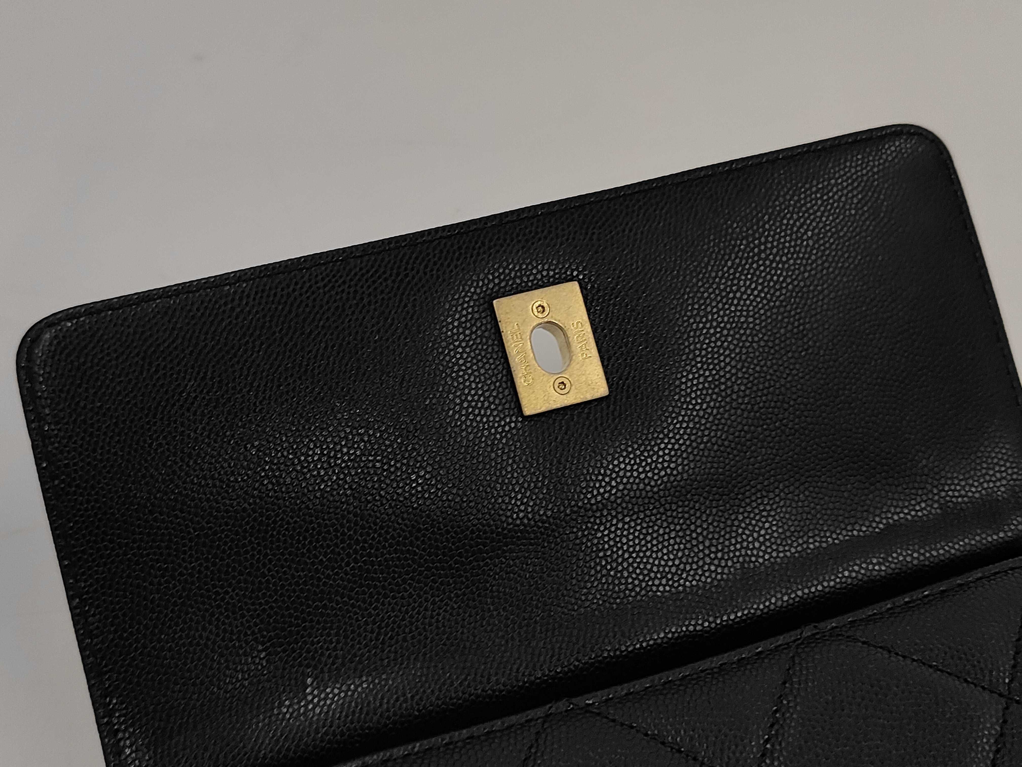 Matelassé Caviar Skin Chain-Around Backpack with Gold Hardware and Serial Number Plate, Black Shoulder Bag — view 12