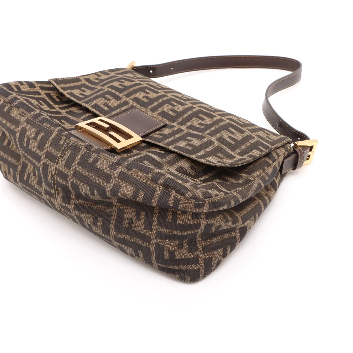 Zucca Mamma Bucket Canvas x Leather Shoulder Bag Brown — view 3
