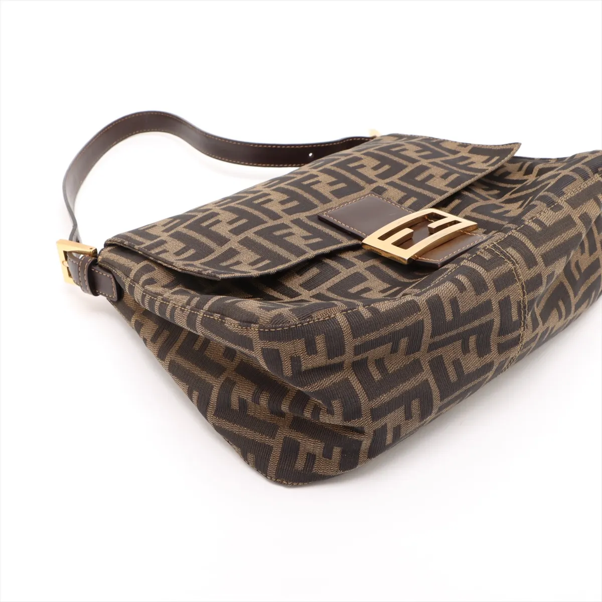 Zucca Mamma Bucket Canvas x Leather Shoulder Bag Brown — view 4