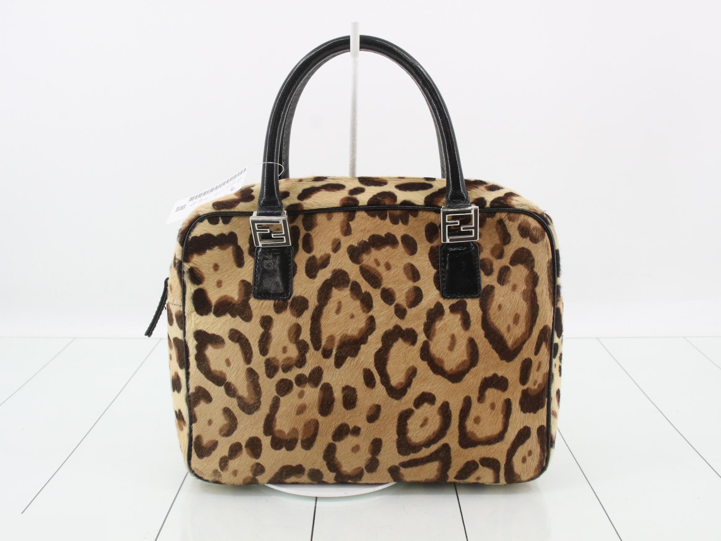 Calf hair leopard print handbag