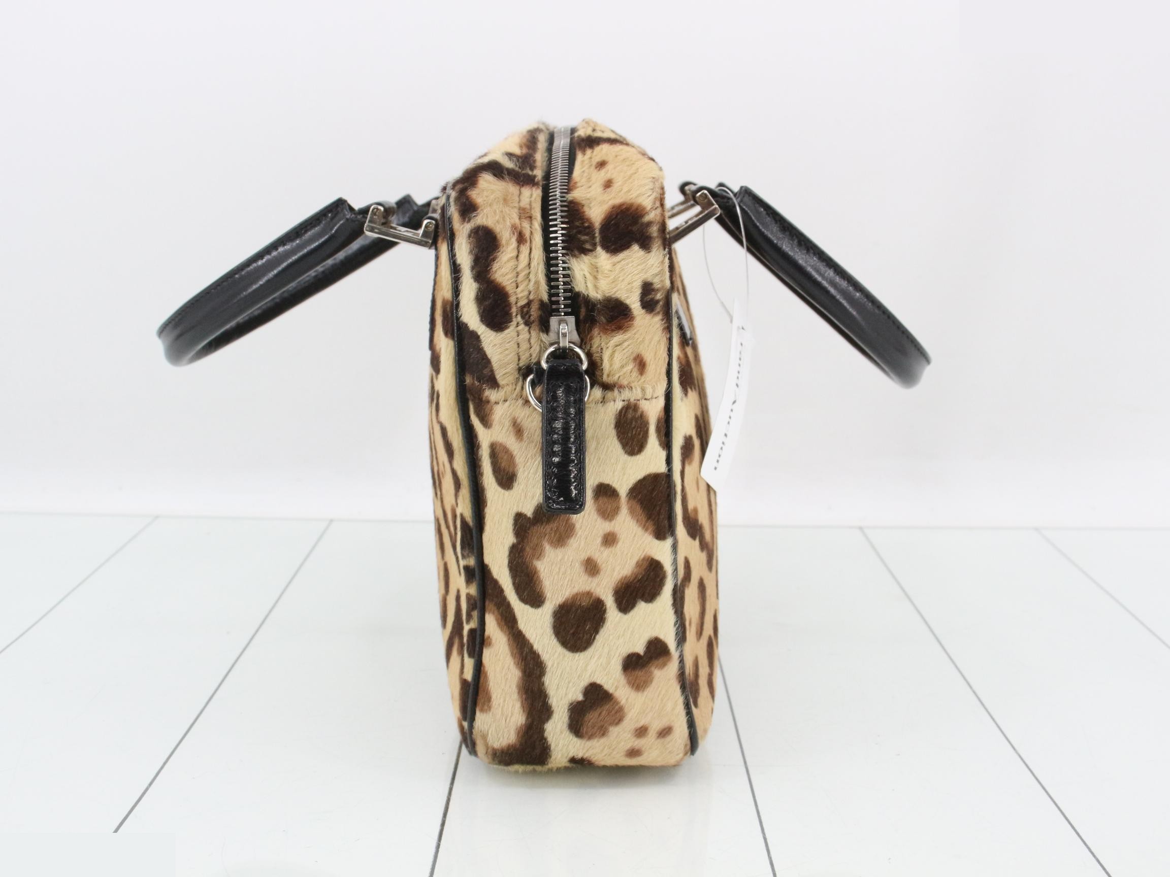 Calf hair leopard print handbag — view 4