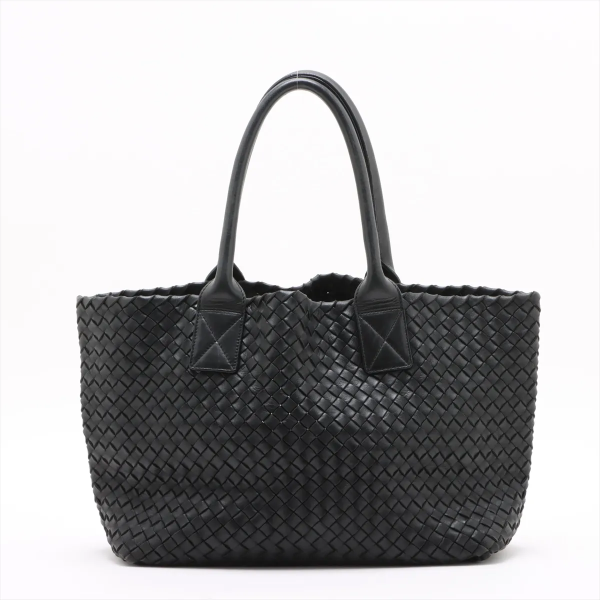 Intrecciato Cava PM Leather Tote Bag Black — view 2