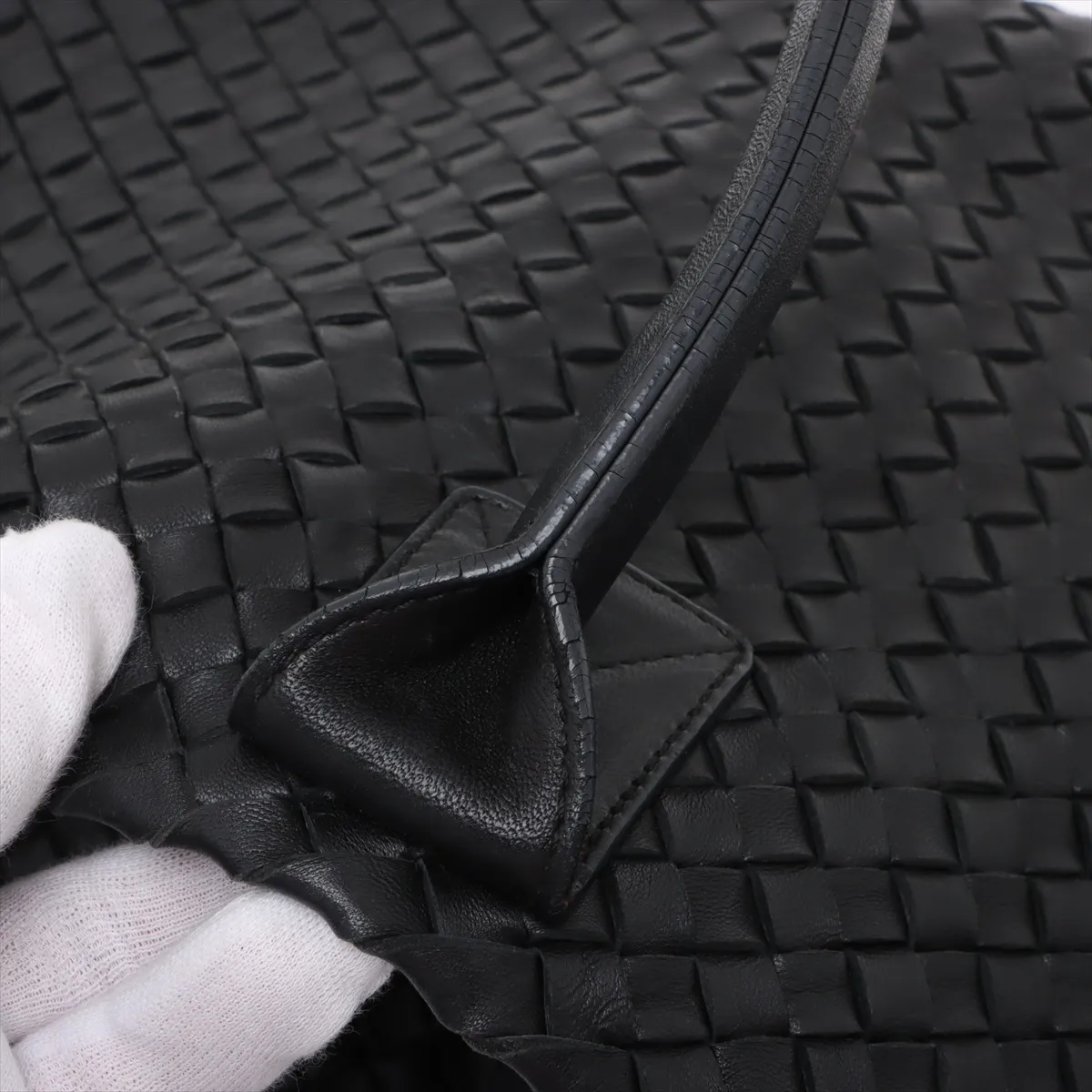 Intrecciato Cava PM Leather Tote Bag Black — view 12