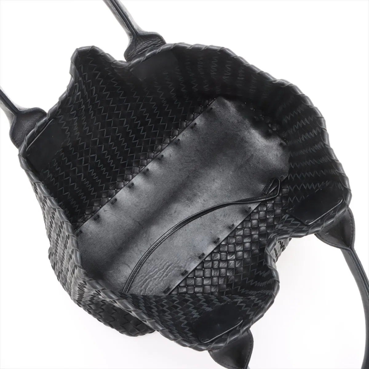 Intrecciato Cava PM Leather Tote Bag Black — view 7