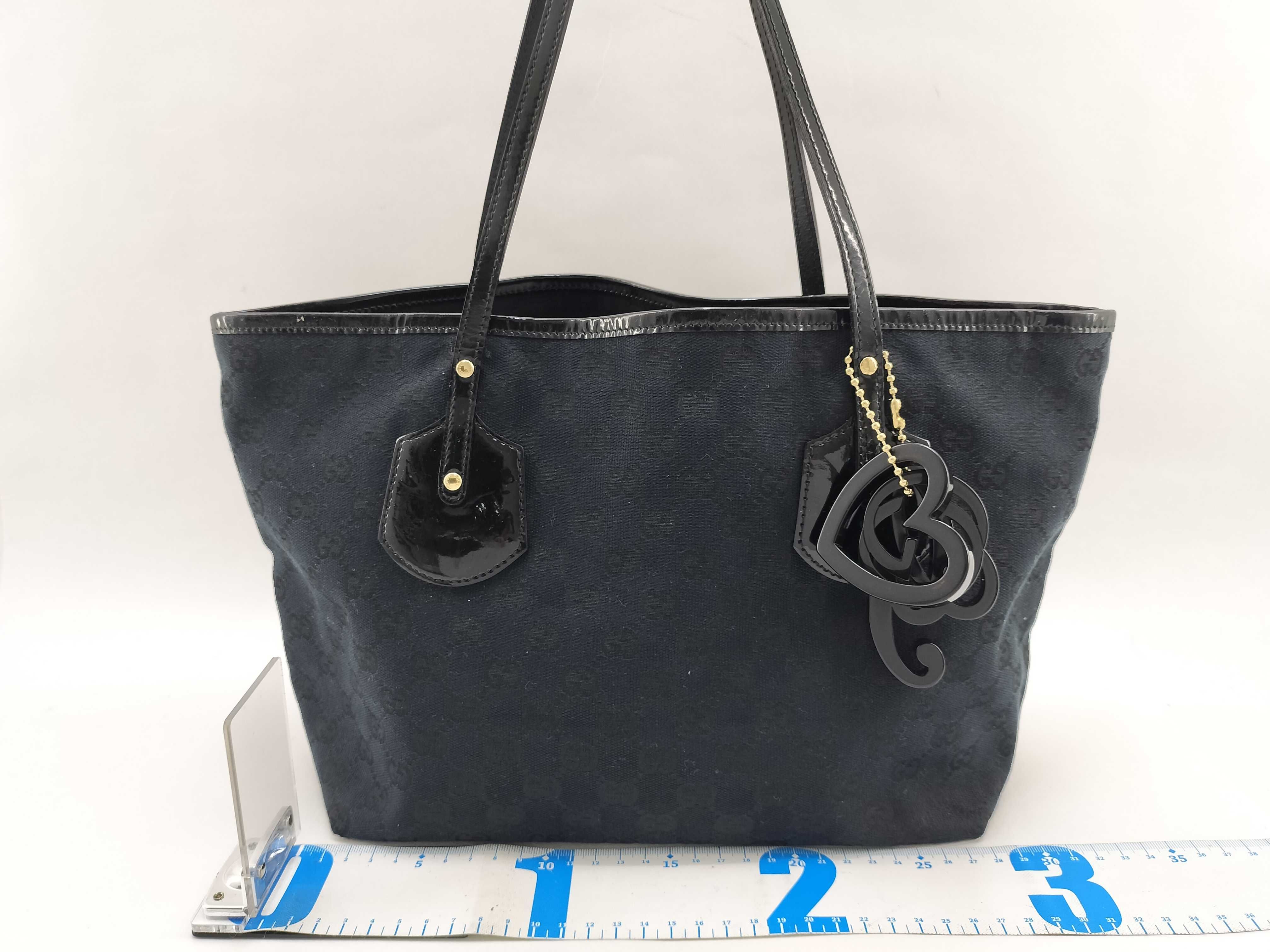 GG Canvas Tote Bag, Black Enamel, 211976 Tote Bag — view 2