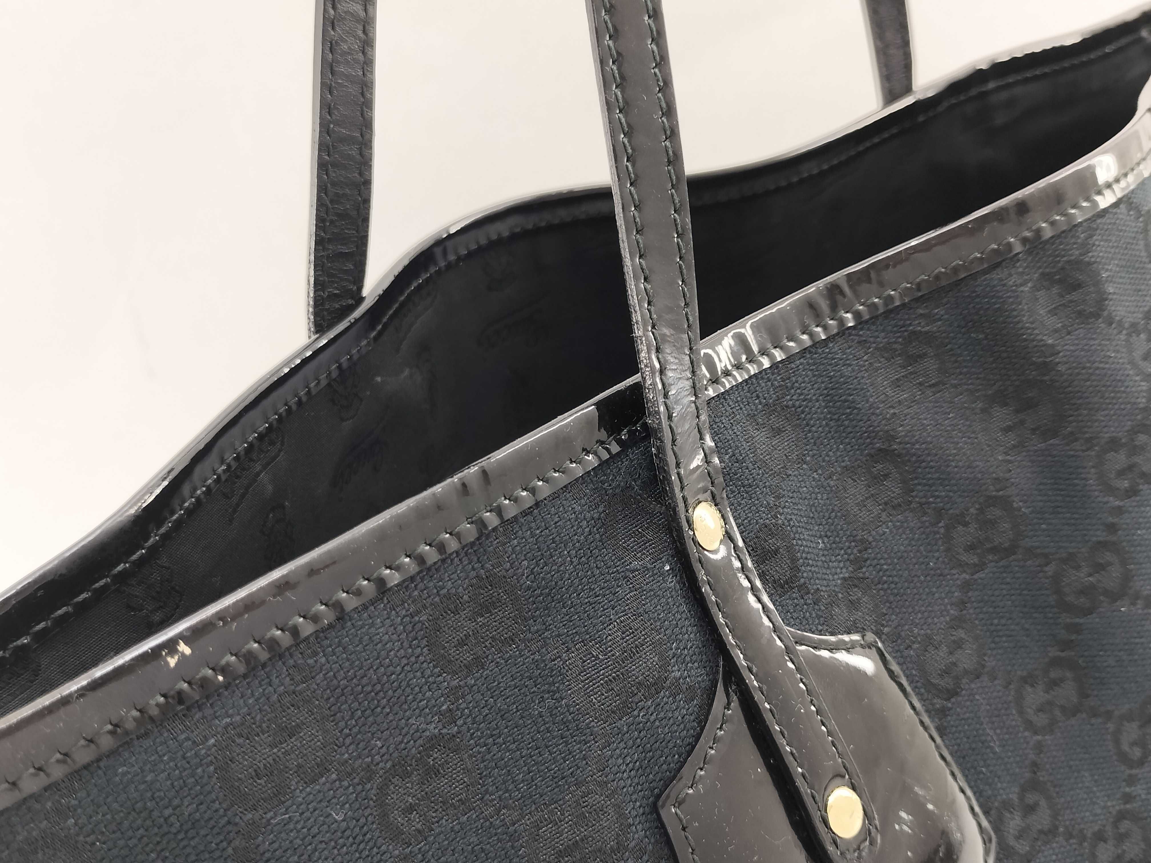 GG Canvas Tote Bag, Black Enamel, 211976 Tote Bag — view 3