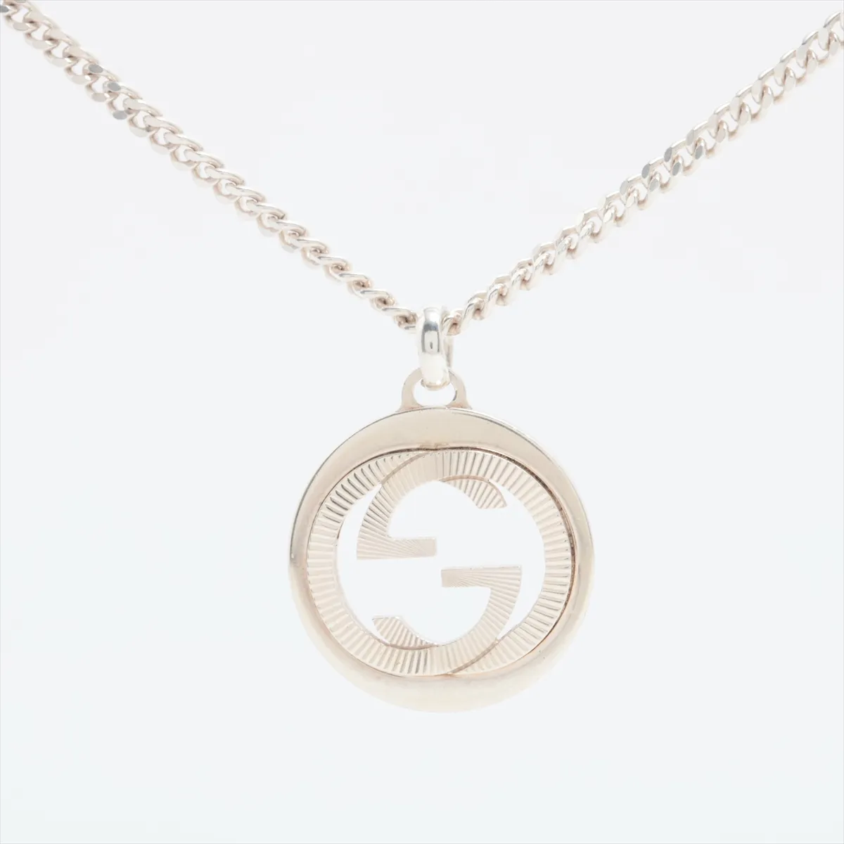Interlocking G Necklace, 925 Sterling Silver, 17.4g, dents,
