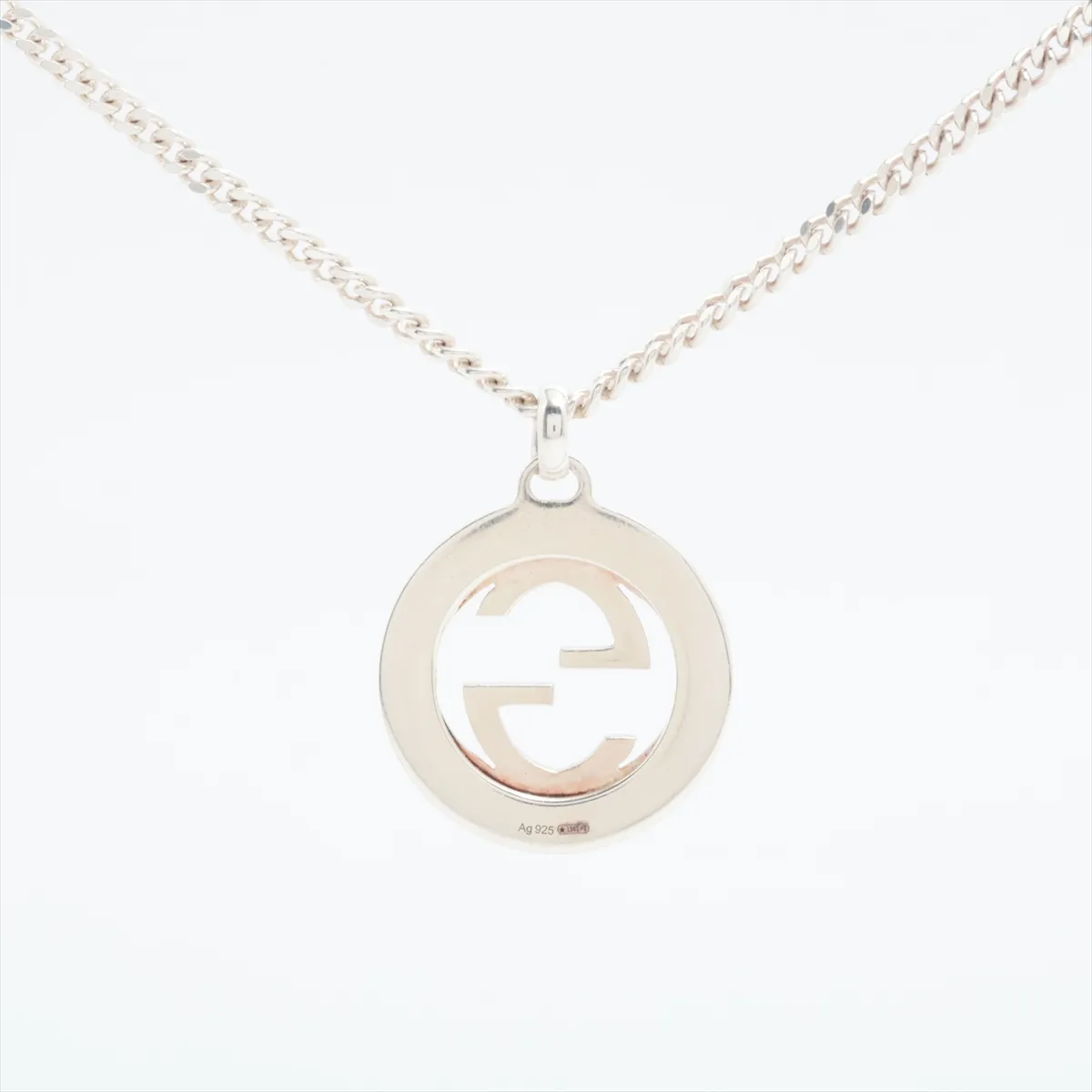 Interlocking G Necklace, 925 Sterling Silver, 17.4g, dents, — view 2
