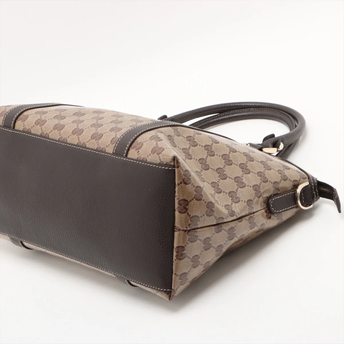 GG Crystal Patent Leather x Leather 2WAY Handbag Brown x Beige 341503 Outlet — view 3