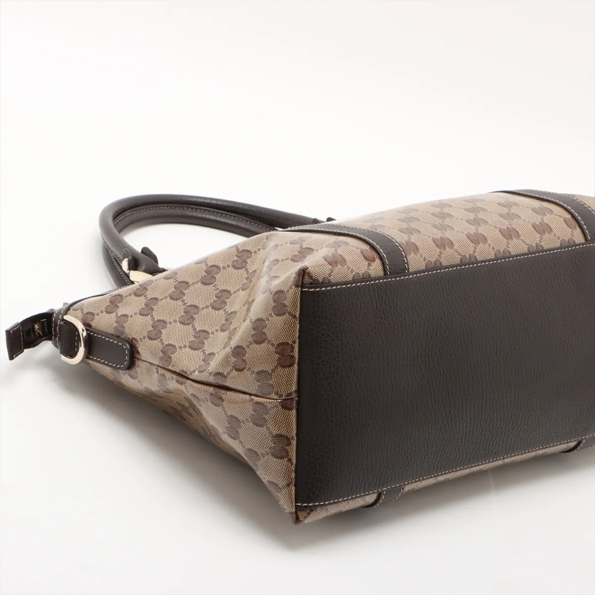 GG Crystal Patent Leather x Leather 2WAY Handbag Brown x Beige 341503 Outlet — view 4