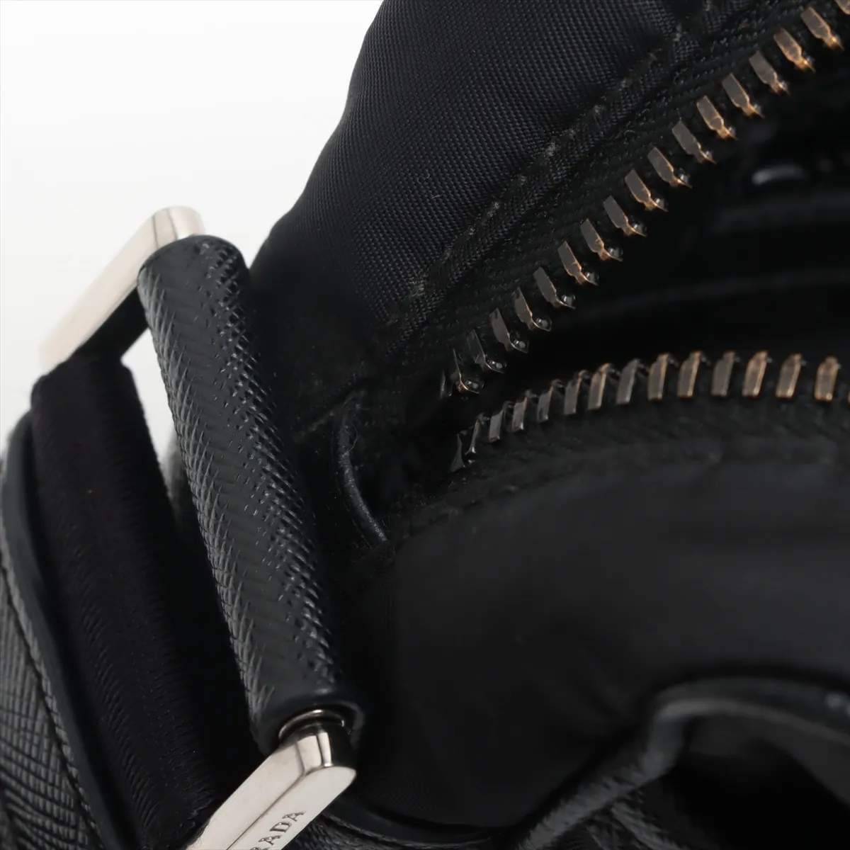 Tessuto Nylon x Leather Shoulder Bag Black — view 11