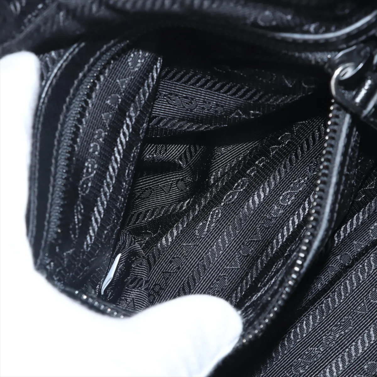 Tessuto Nylon x Leather Shoulder Bag Black — view 7