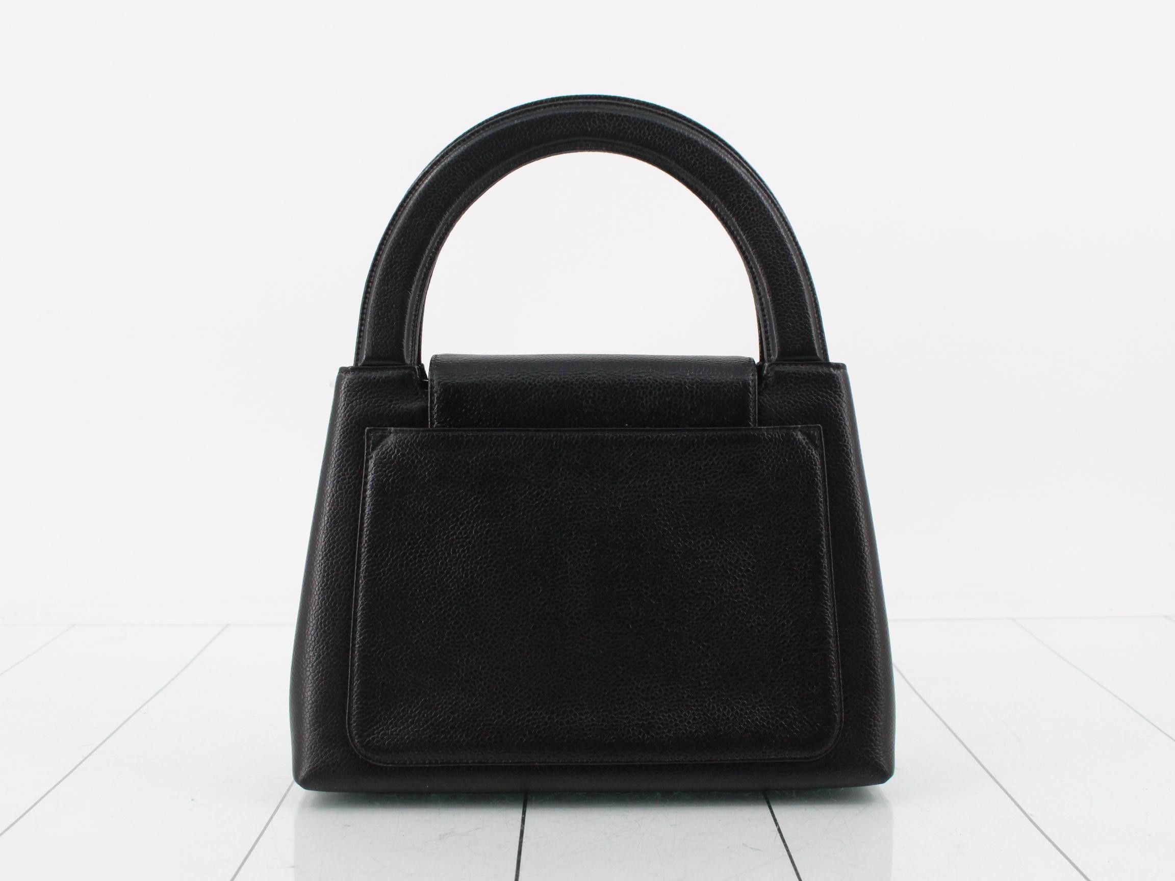 Matelassé Terry Caviar Skin Handbag, Black — view 2