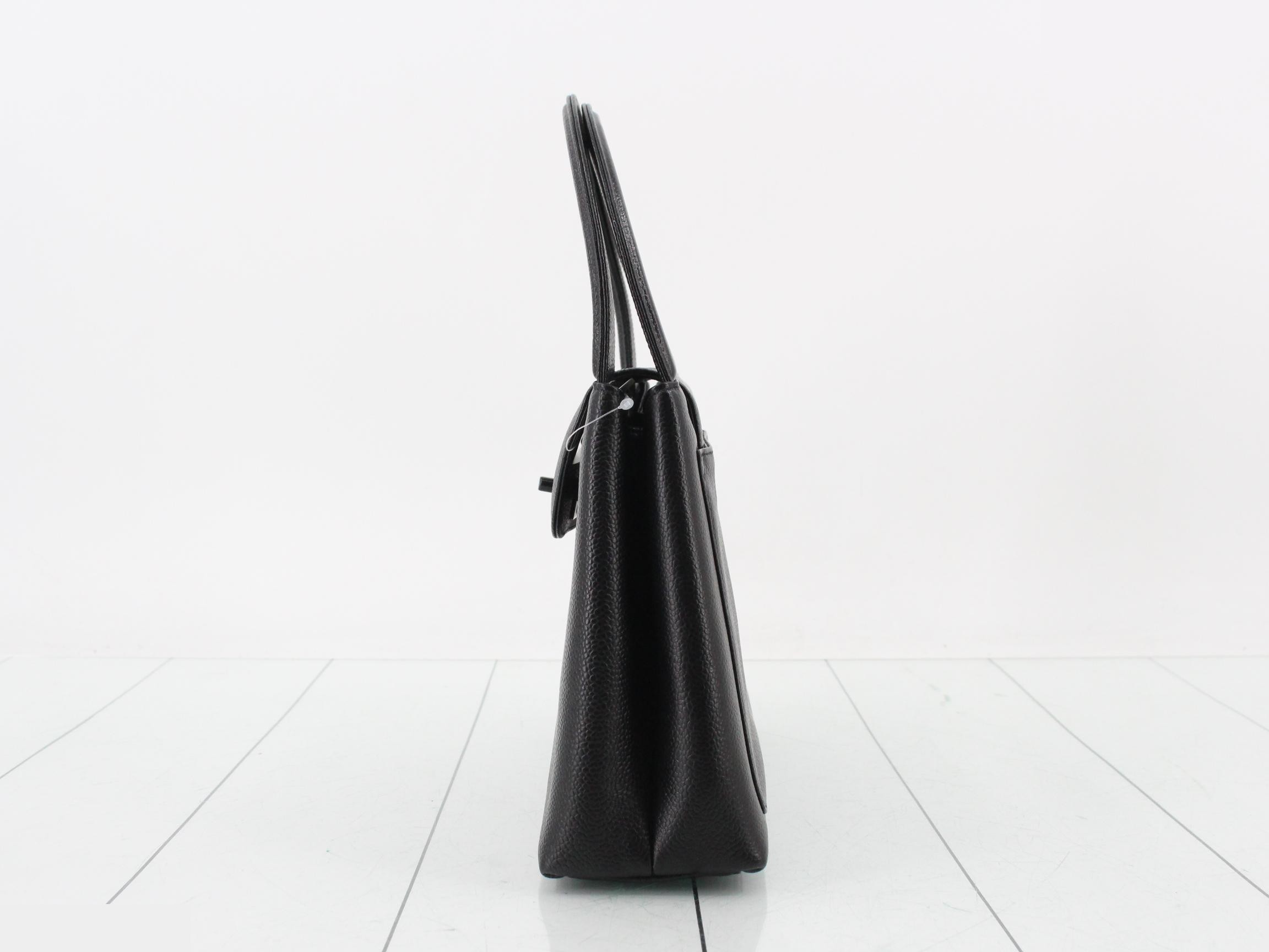 Matelassé Terry Caviar Skin Handbag, Black — view 3