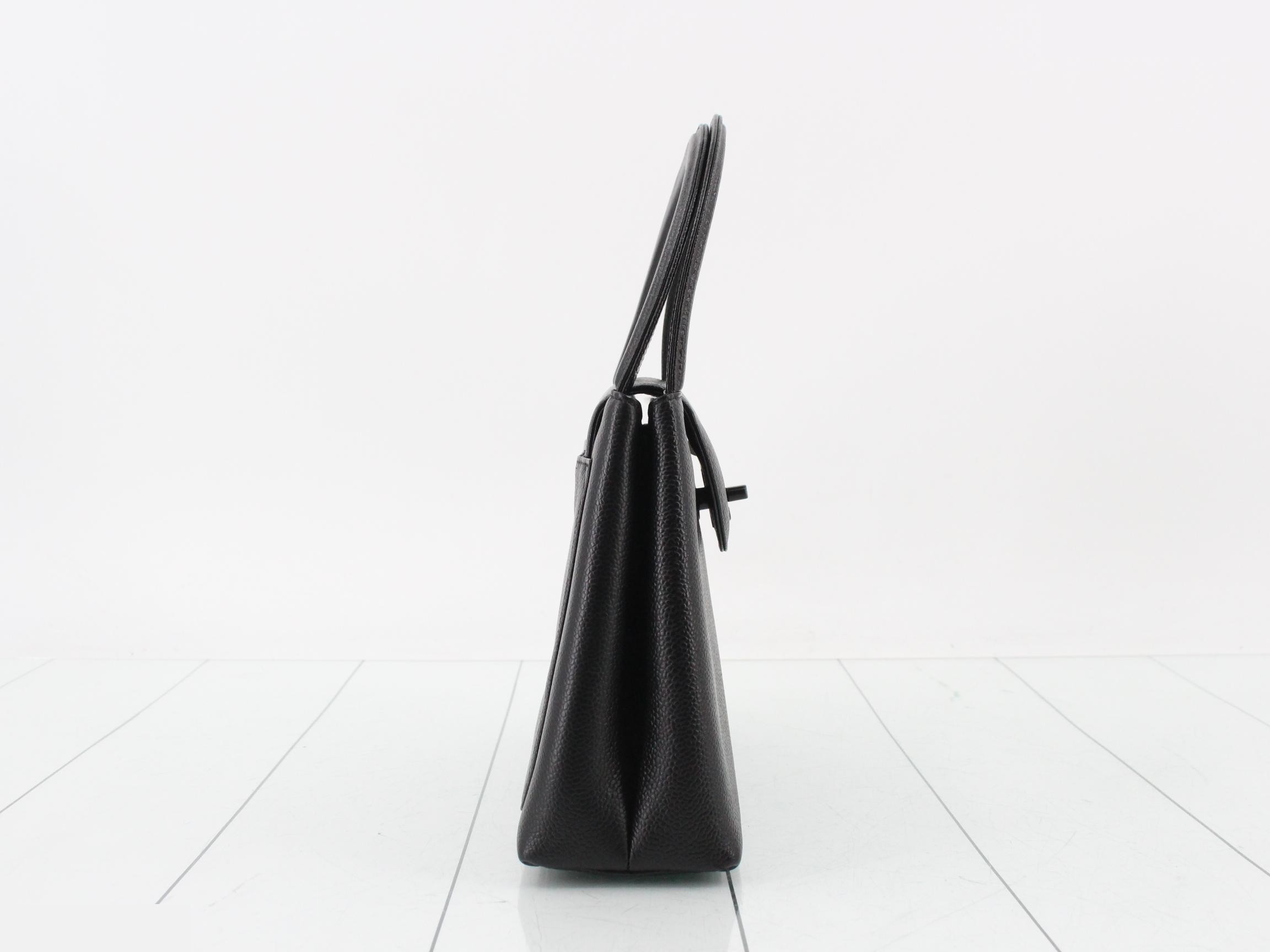 Matelassé Terry Caviar Skin Handbag, Black — view 4