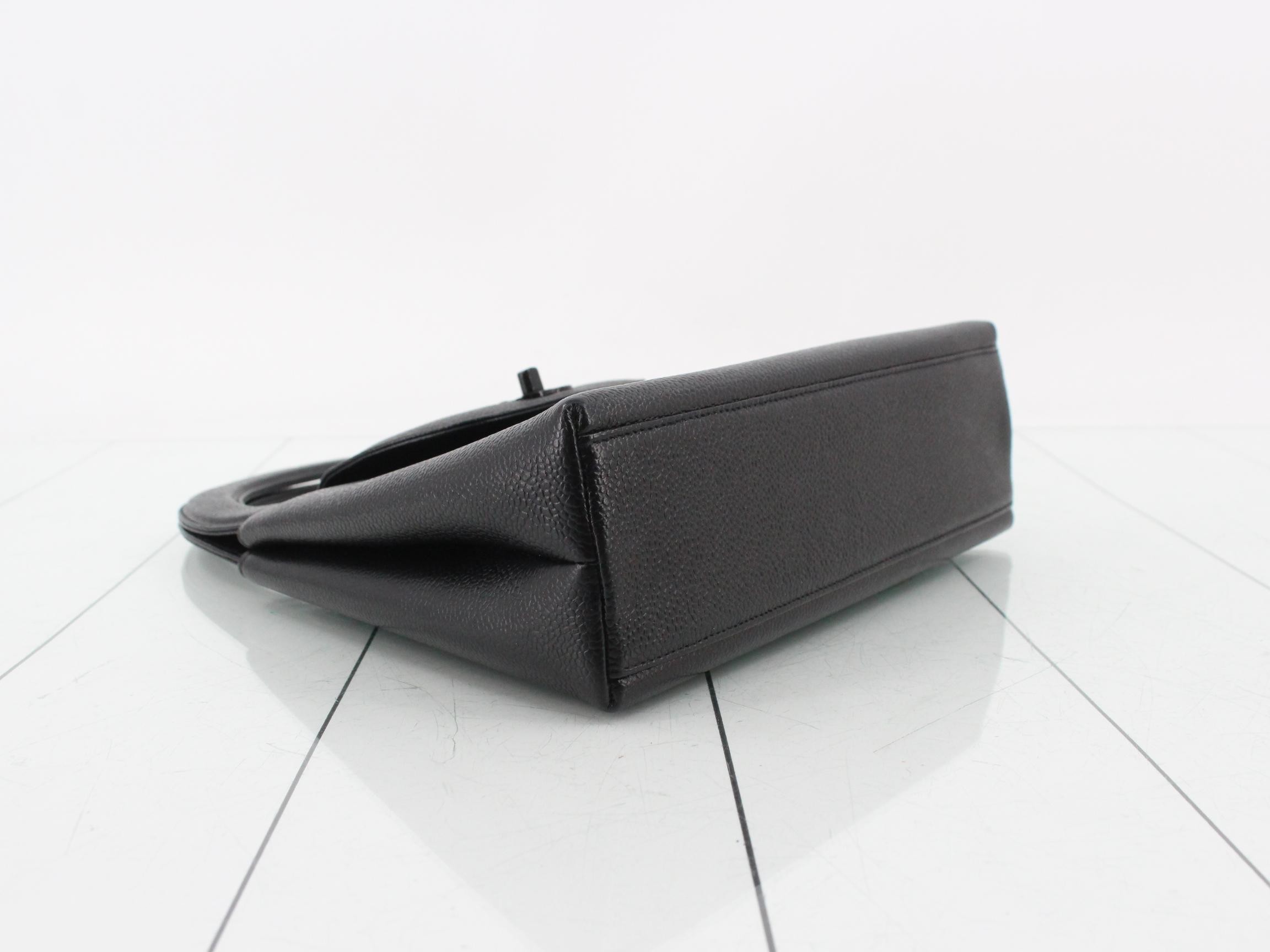 Matelassé Terry Caviar Skin Handbag, Black — view 5