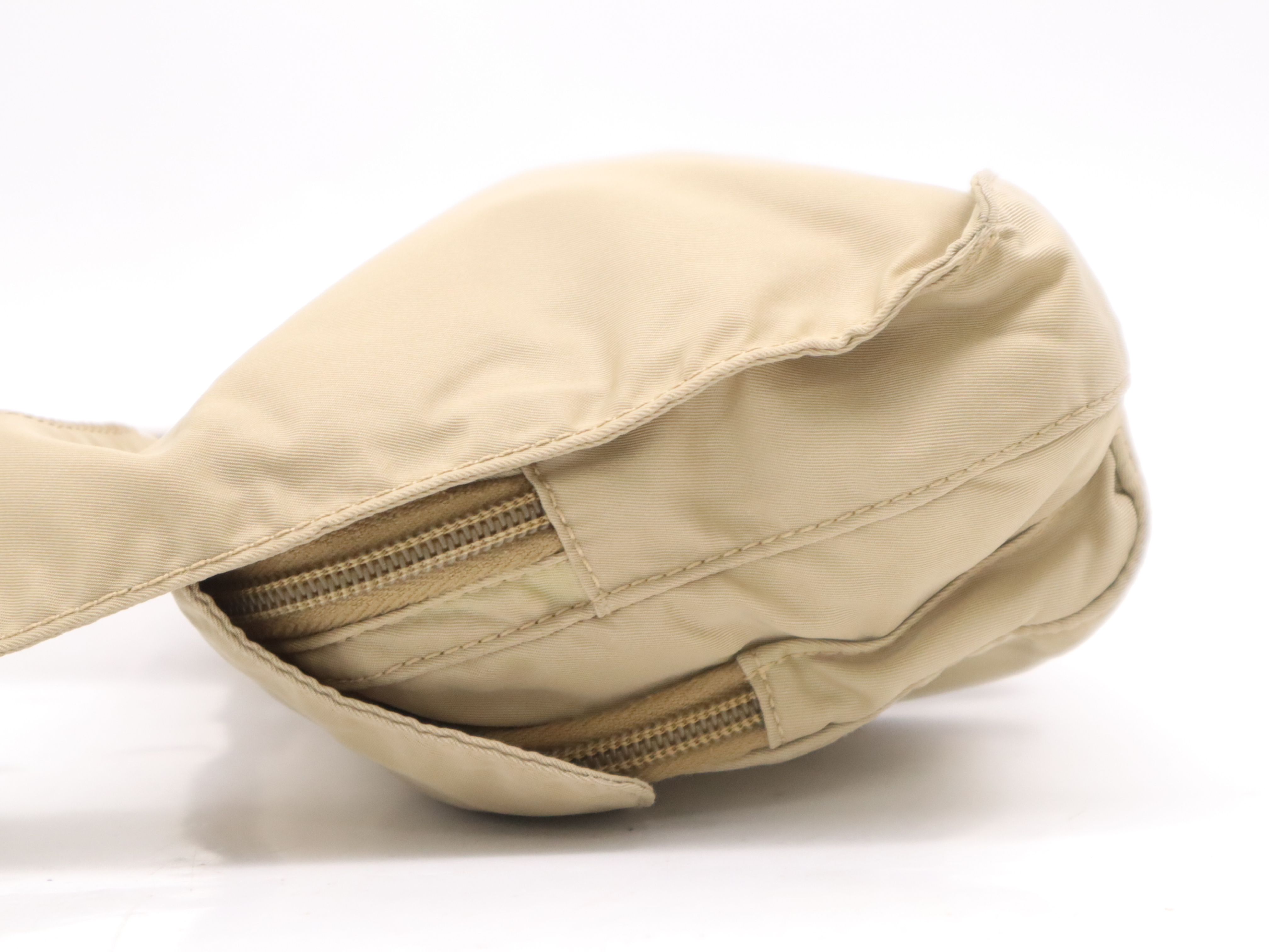 nylon triangle logo shoulder bag beige SV metal fittings shoulder bag — view 3