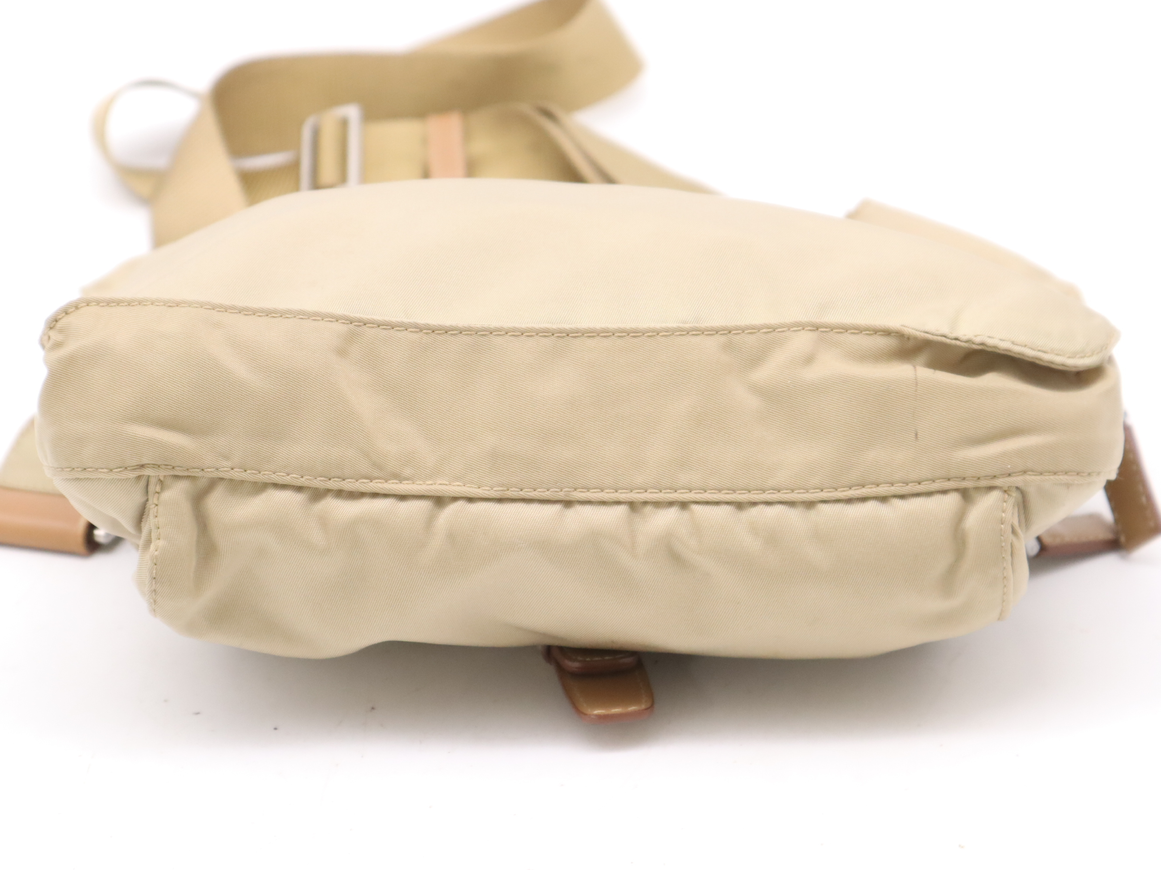 nylon triangle logo shoulder bag beige SV metal fittings shoulder bag — view 4