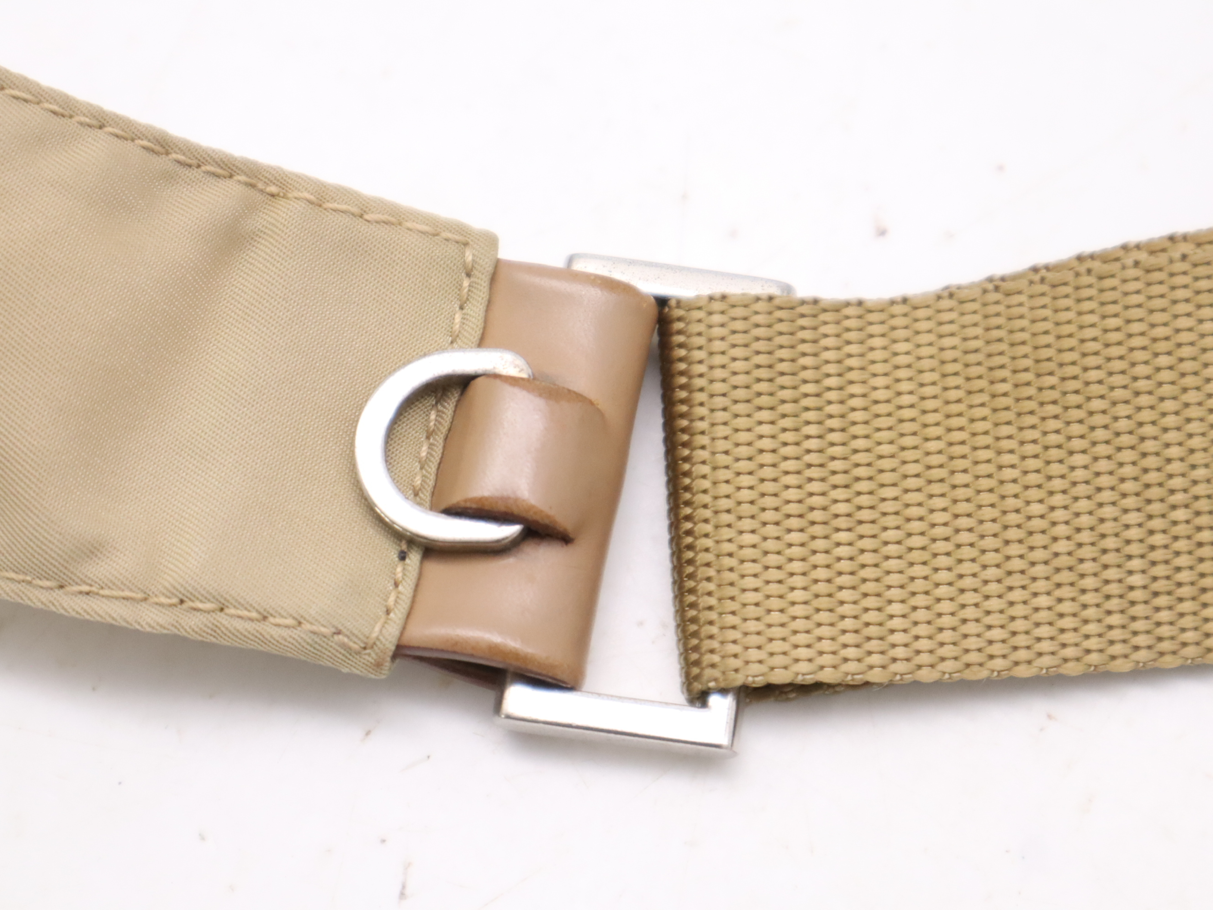 nylon triangle logo shoulder bag beige SV metal fittings shoulder bag — view 7