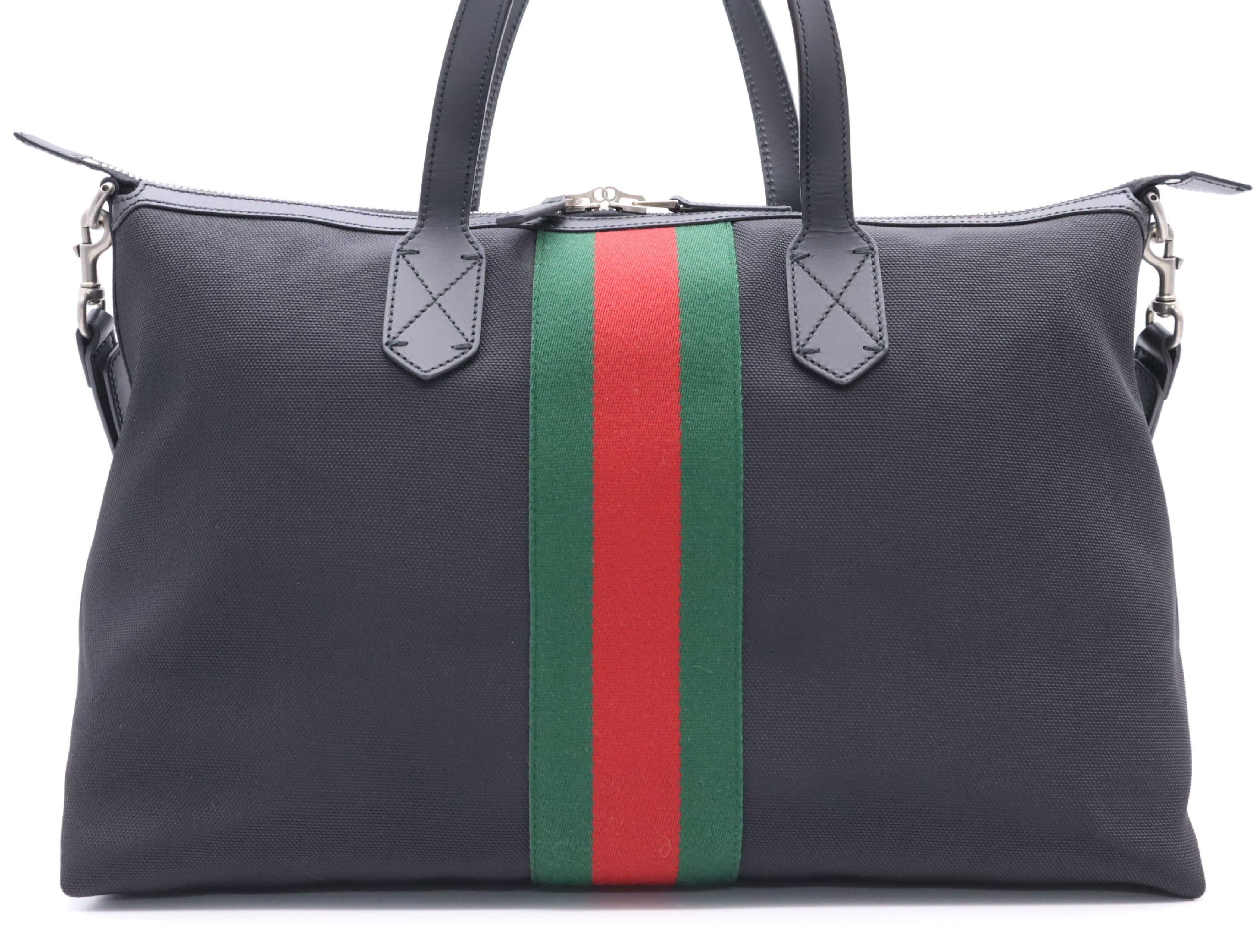 61975 Nylon Sherry Line 2-Way Boston Bag with Shoulder Strap, Padlock, 2 Keys, and Clochette - Black Tote Bag — view 2
