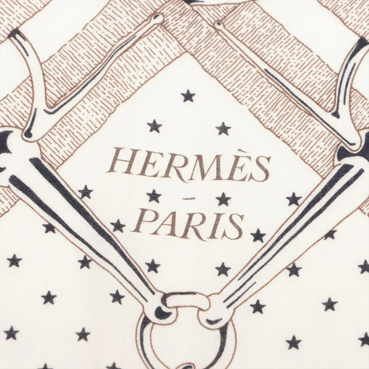 Carre Geant CHEVAL DE COEUR BANDANA scarf, cashmere x silk, beige x navy. Shows signs of wear, — view 6