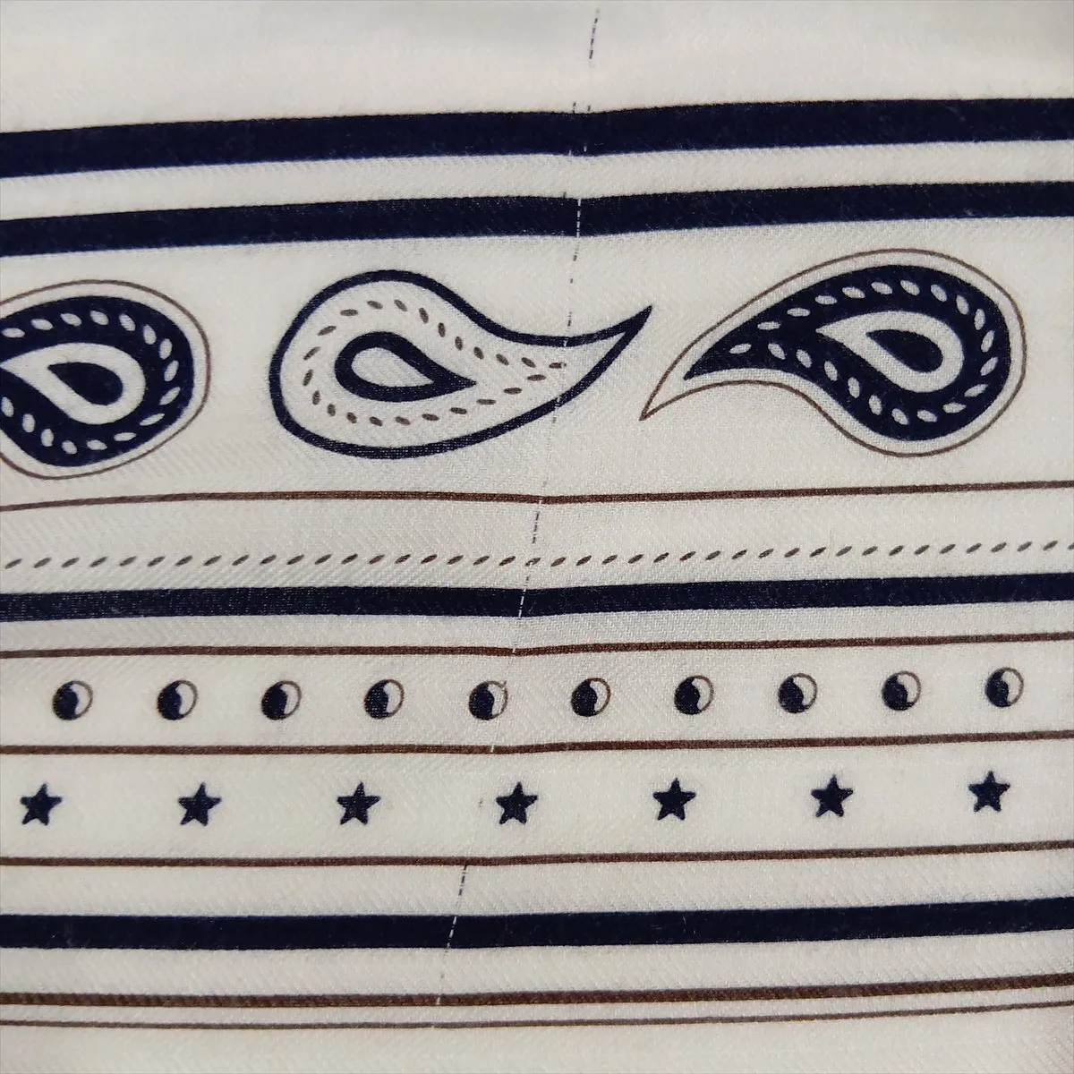 Carre Geant CHEVAL DE COEUR BANDANA scarf, cashmere x silk, beige x navy. Shows signs of wear, — view 10