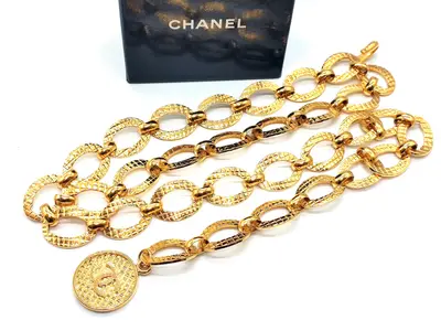 Coco Mark Matelassé Big Double Chain Belt, Size 23, Chain approx. 81cm