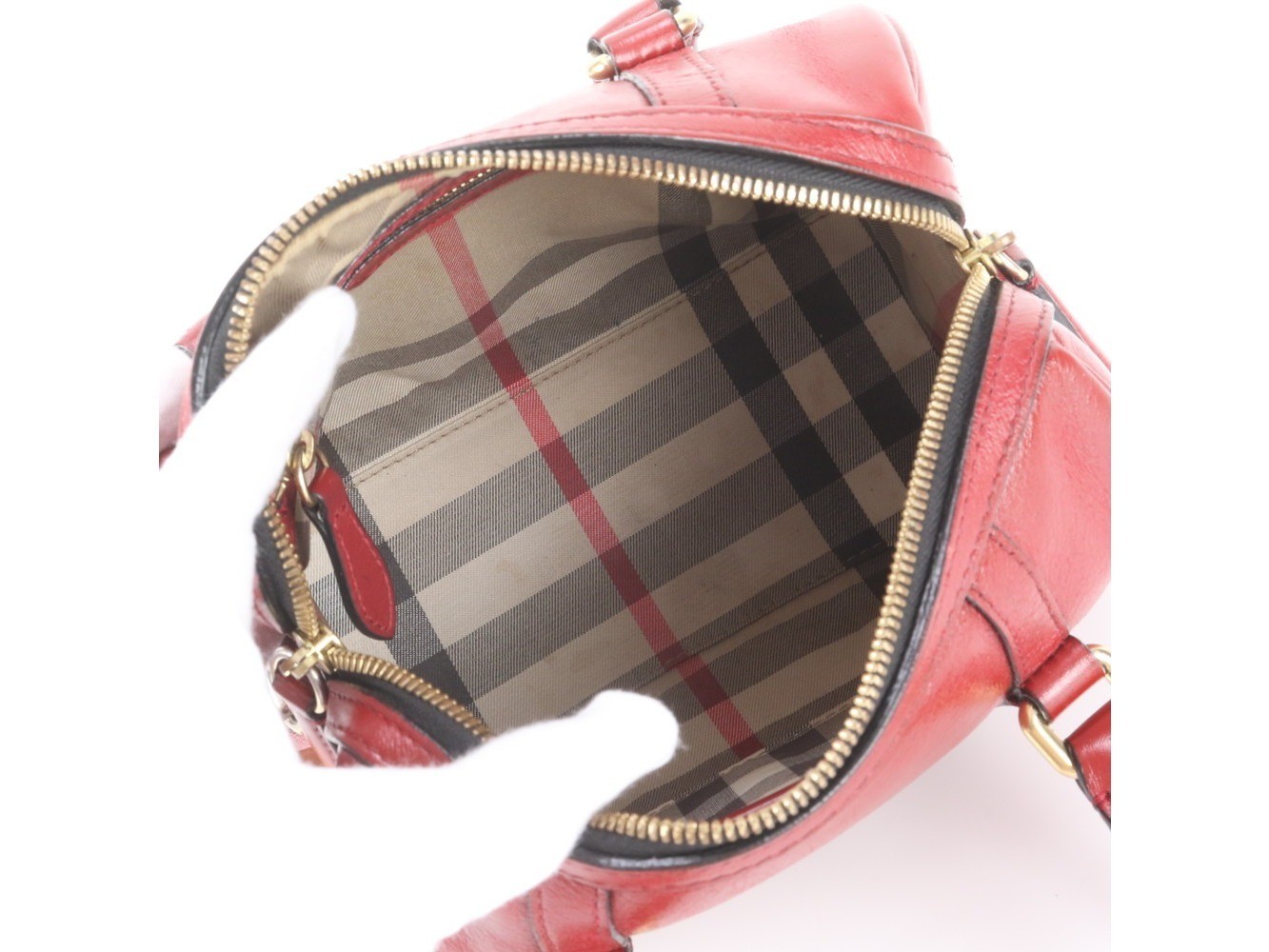 Nova Check Leather Mini Boston Handbag — view 7