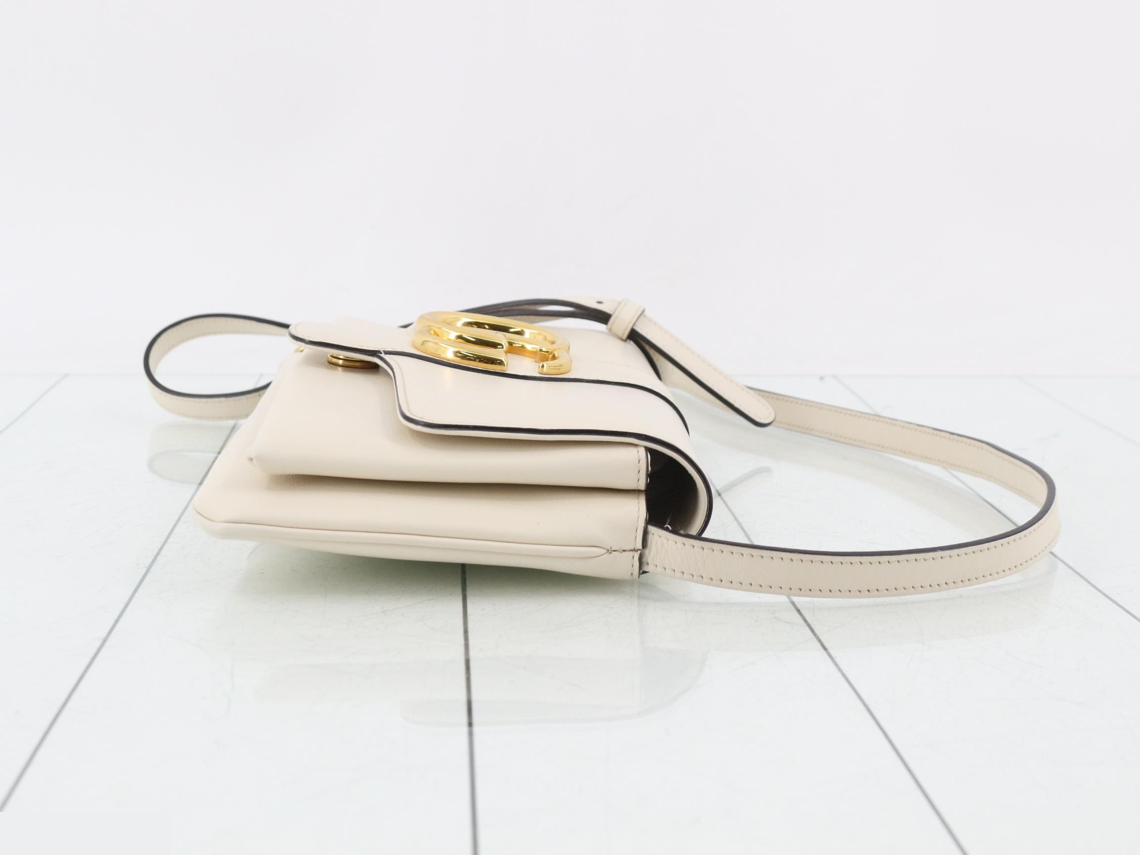 Ally Leather Shoulder Bag, White — view 3