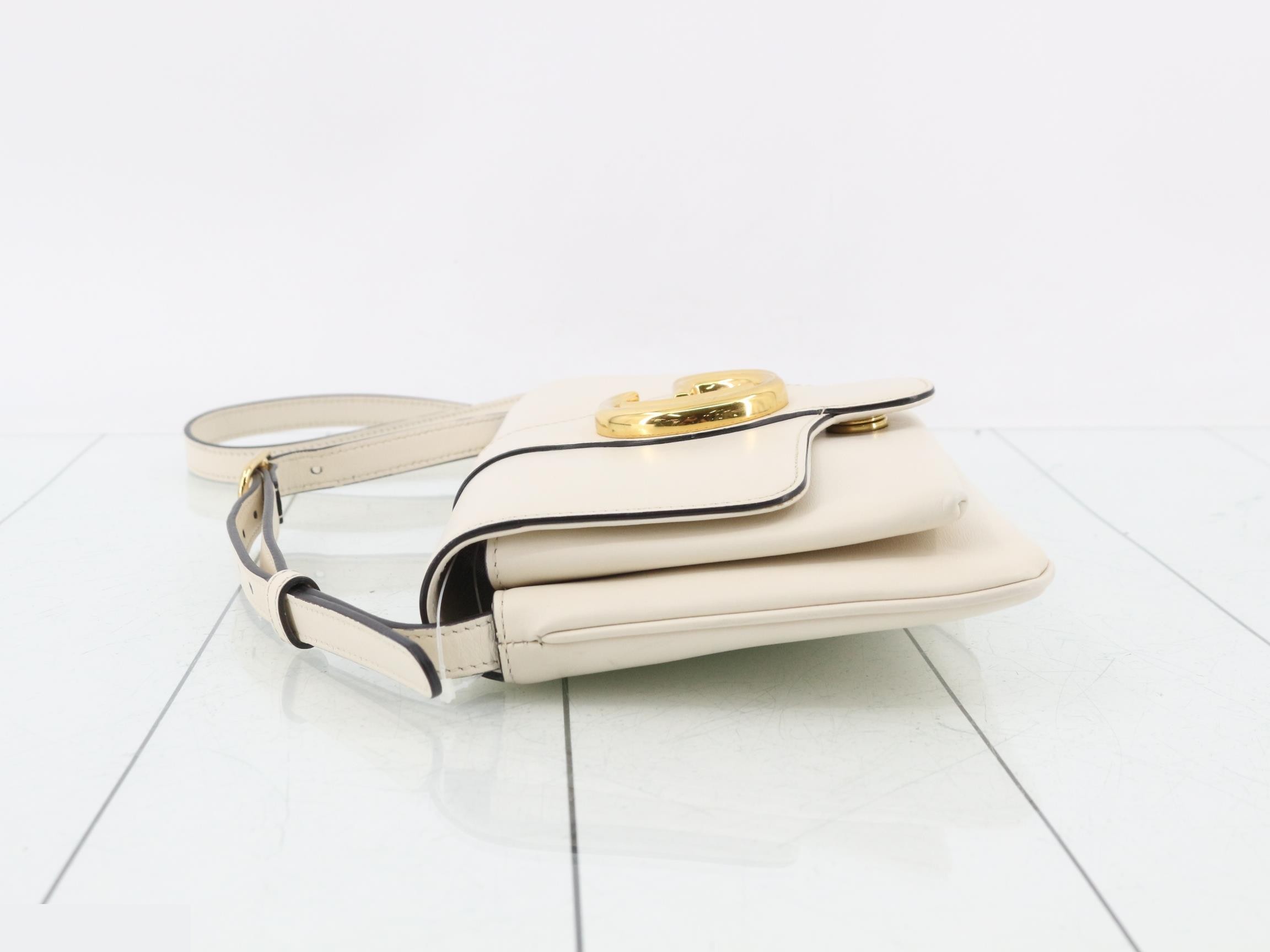 Ally Leather Shoulder Bag, White — view 4