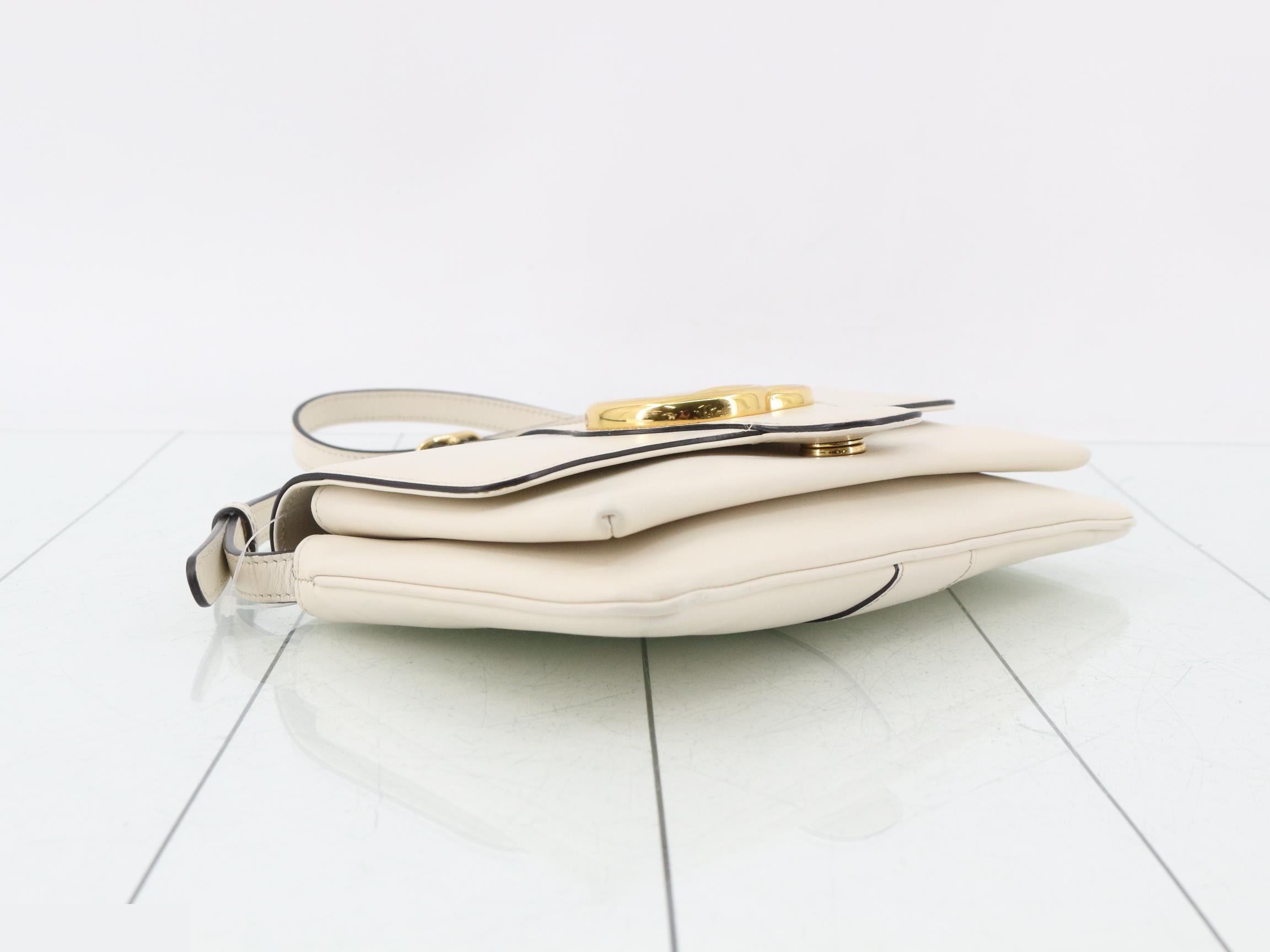 Ally Leather Shoulder Bag, White — view 5
