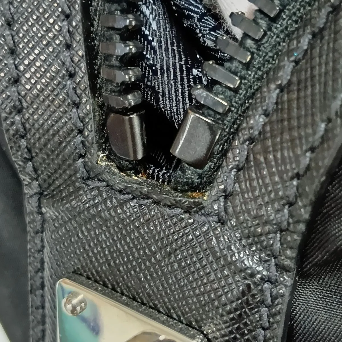 Saffiano x Tessuto Nylon x Leather Boston Bag, Black — view 11