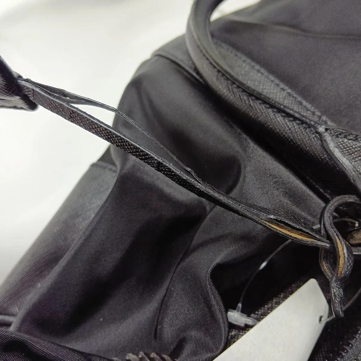 Saffiano x Tessuto Nylon x Leather Boston Bag, Black — view 12
