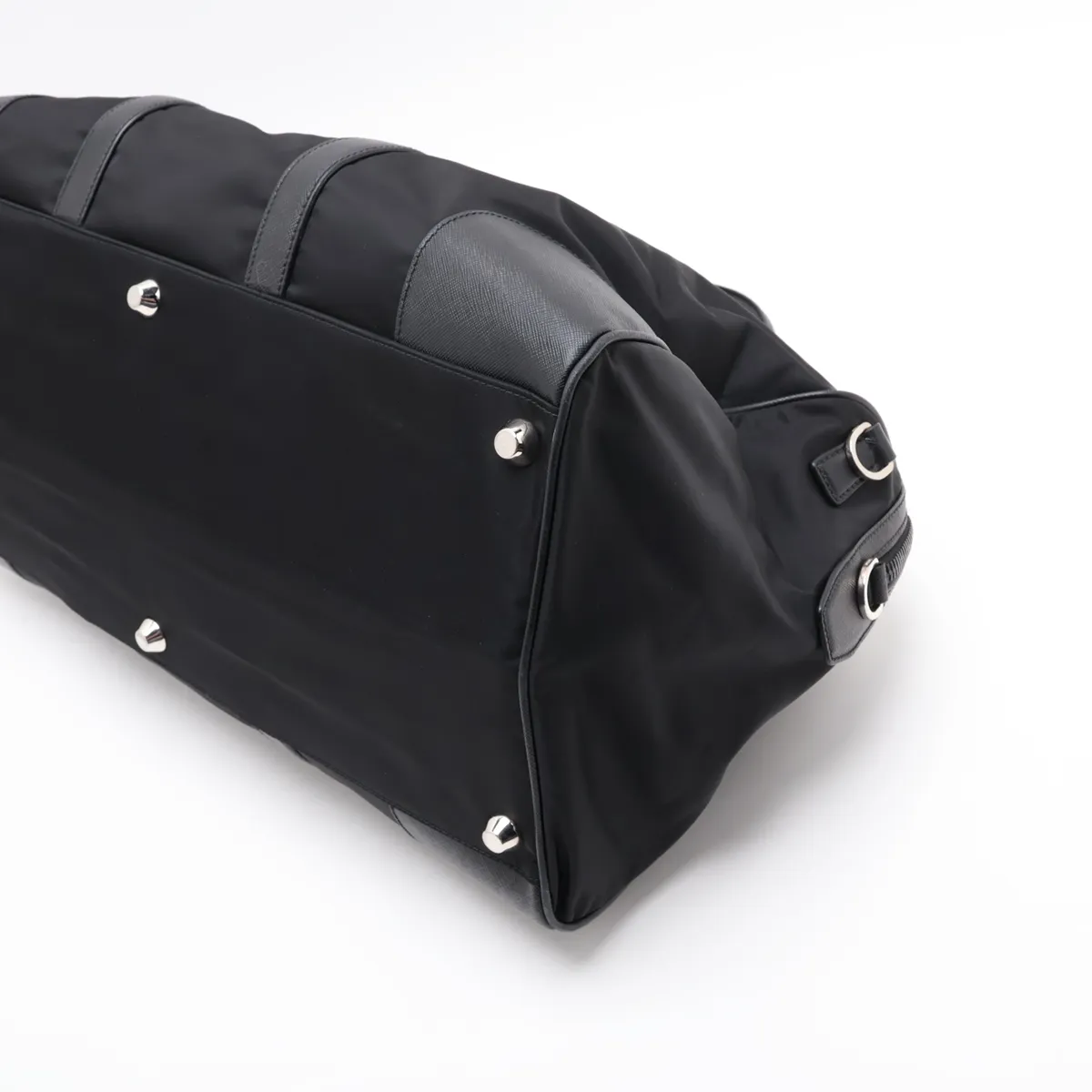 Saffiano x Tessuto Nylon x Leather Boston Bag, Black — view 3