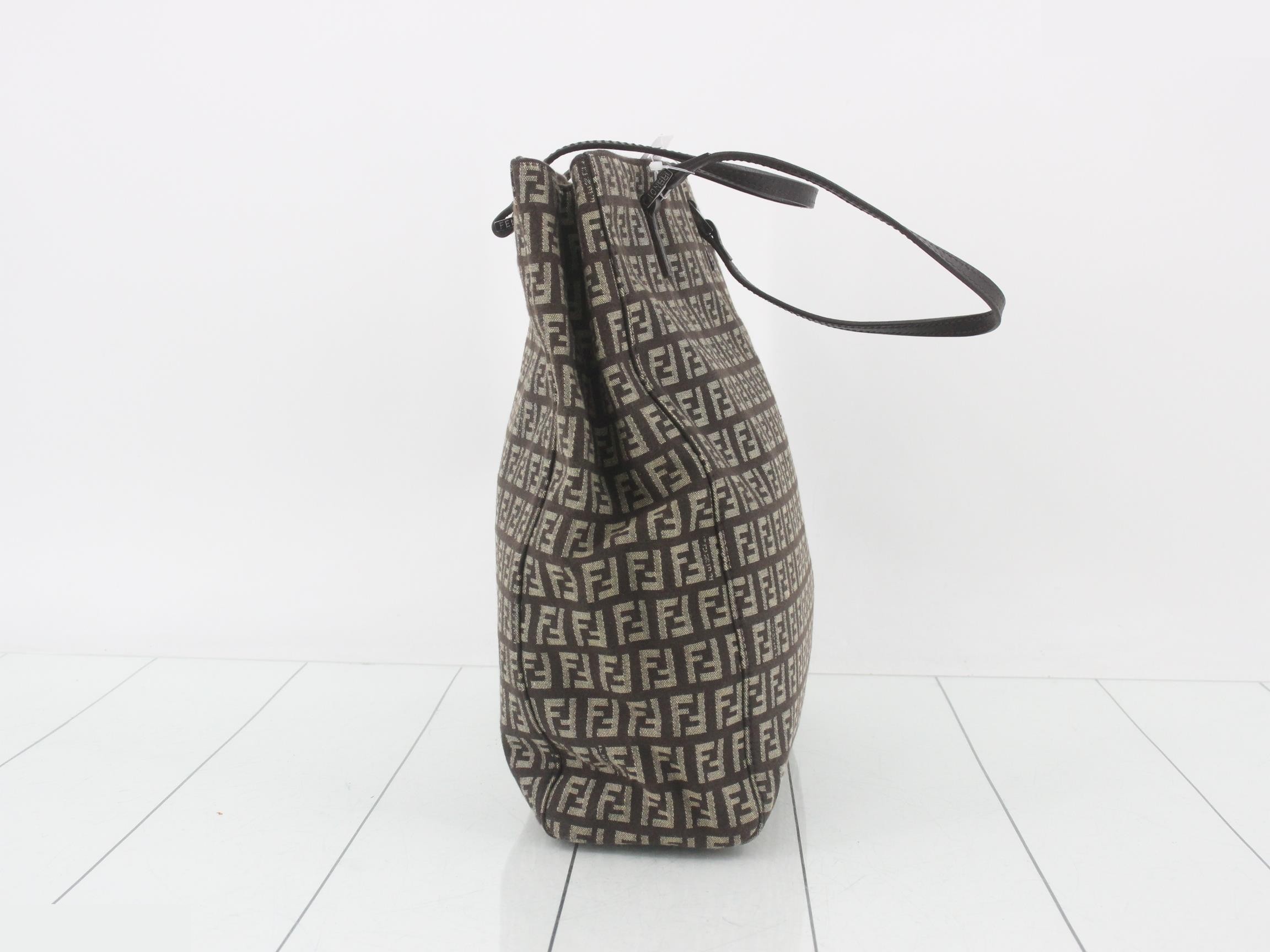 Zucchino Shopper Tote, Brown, Silver Hardware, 27 x 33 x 10 cm — view 3