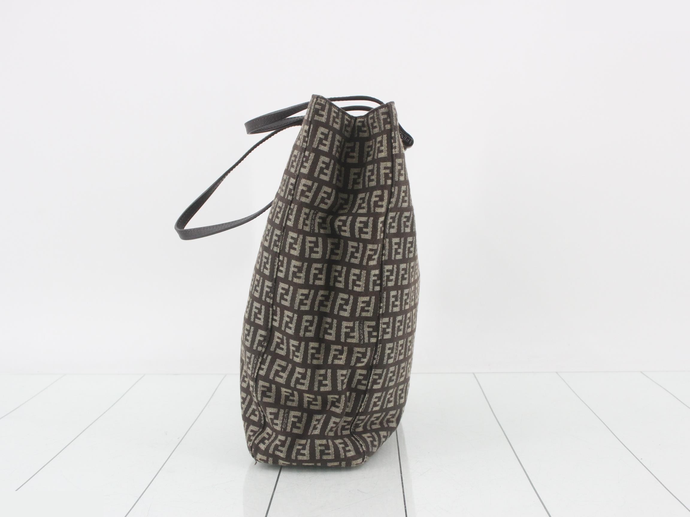 Zucchino Shopper Tote, Brown, Silver Hardware, 27 x 33 x 10 cm — view 4