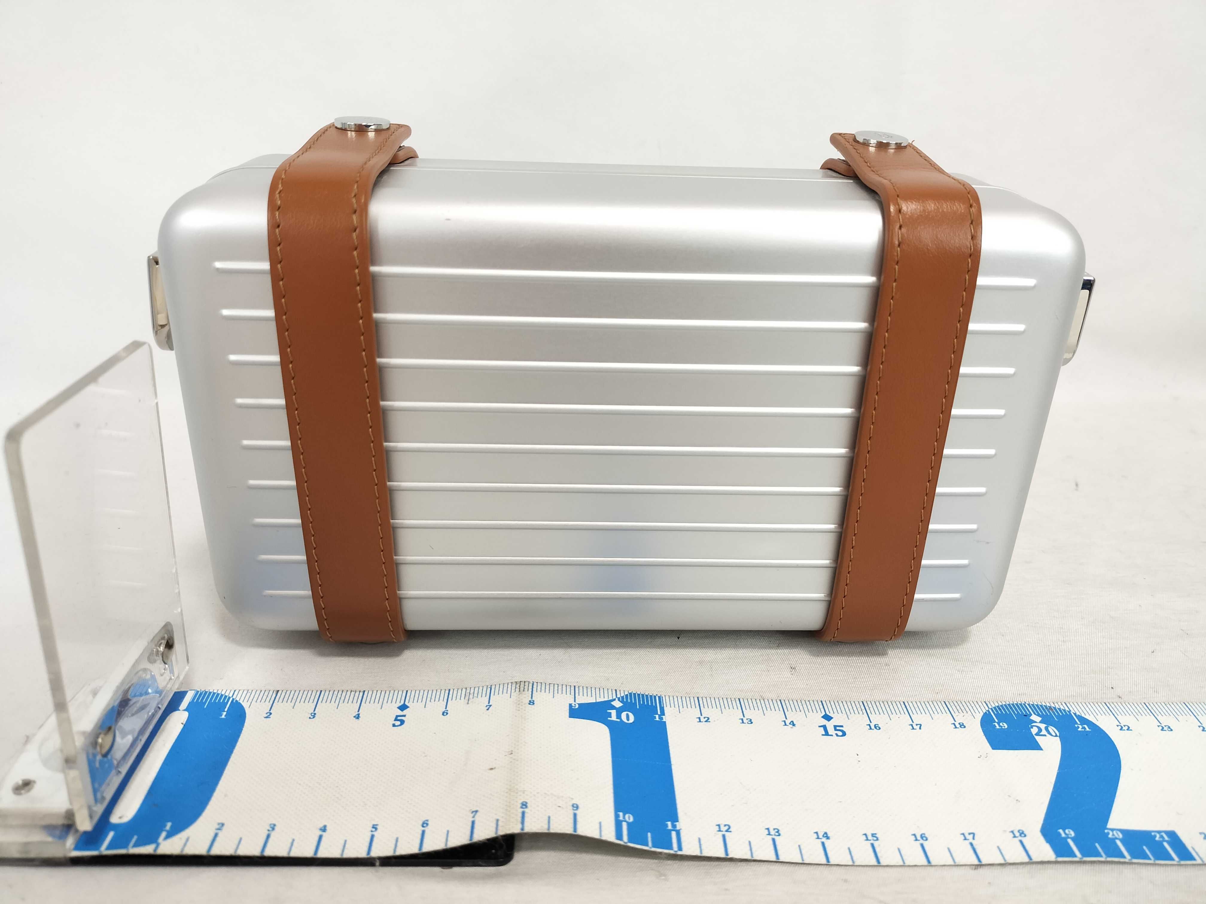 Personal Aluminum x Leather Shoulder Bag, Silver x Brown — view 2