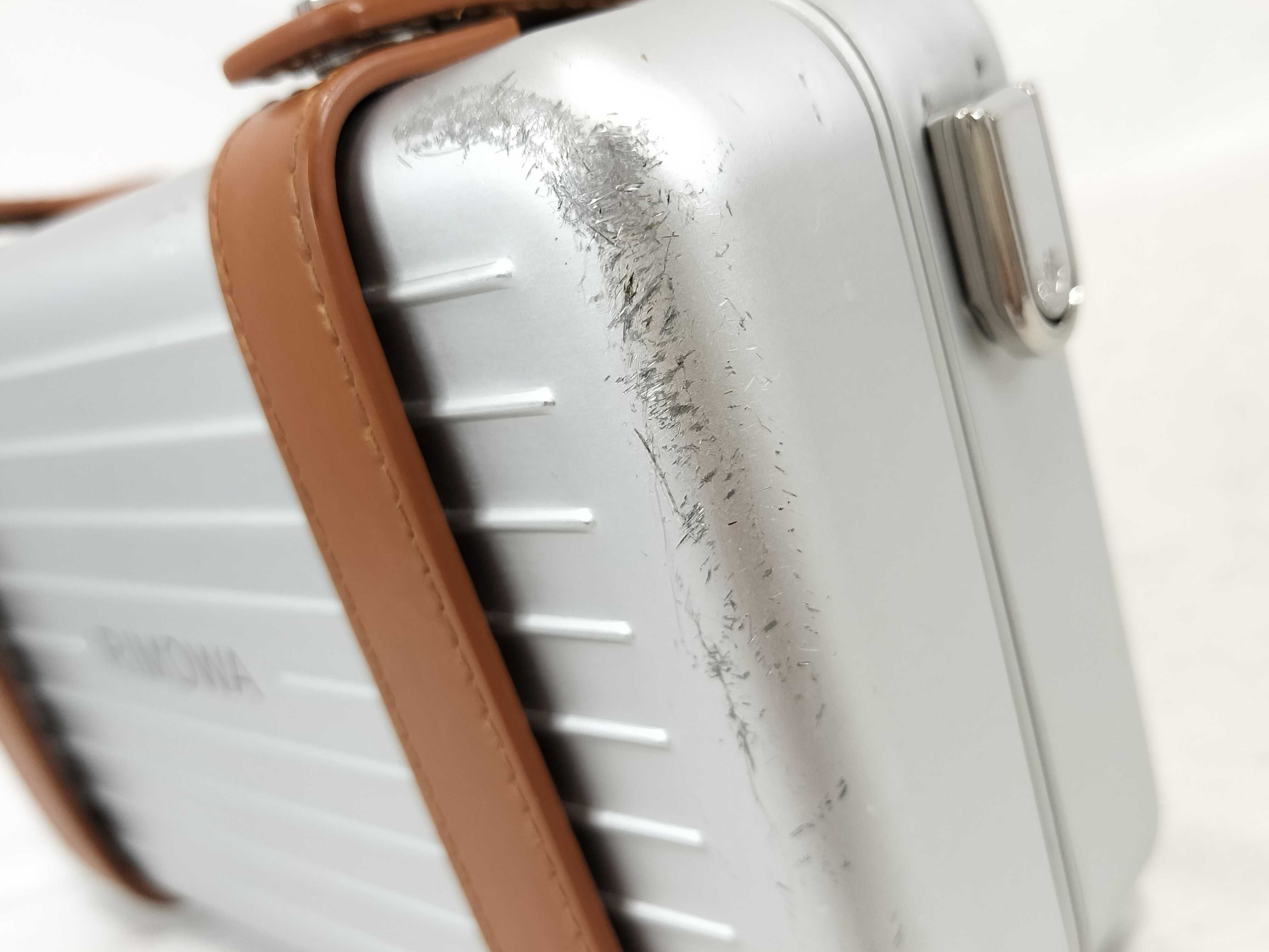 Personal Aluminum x Leather Shoulder Bag, Silver x Brown — view 13