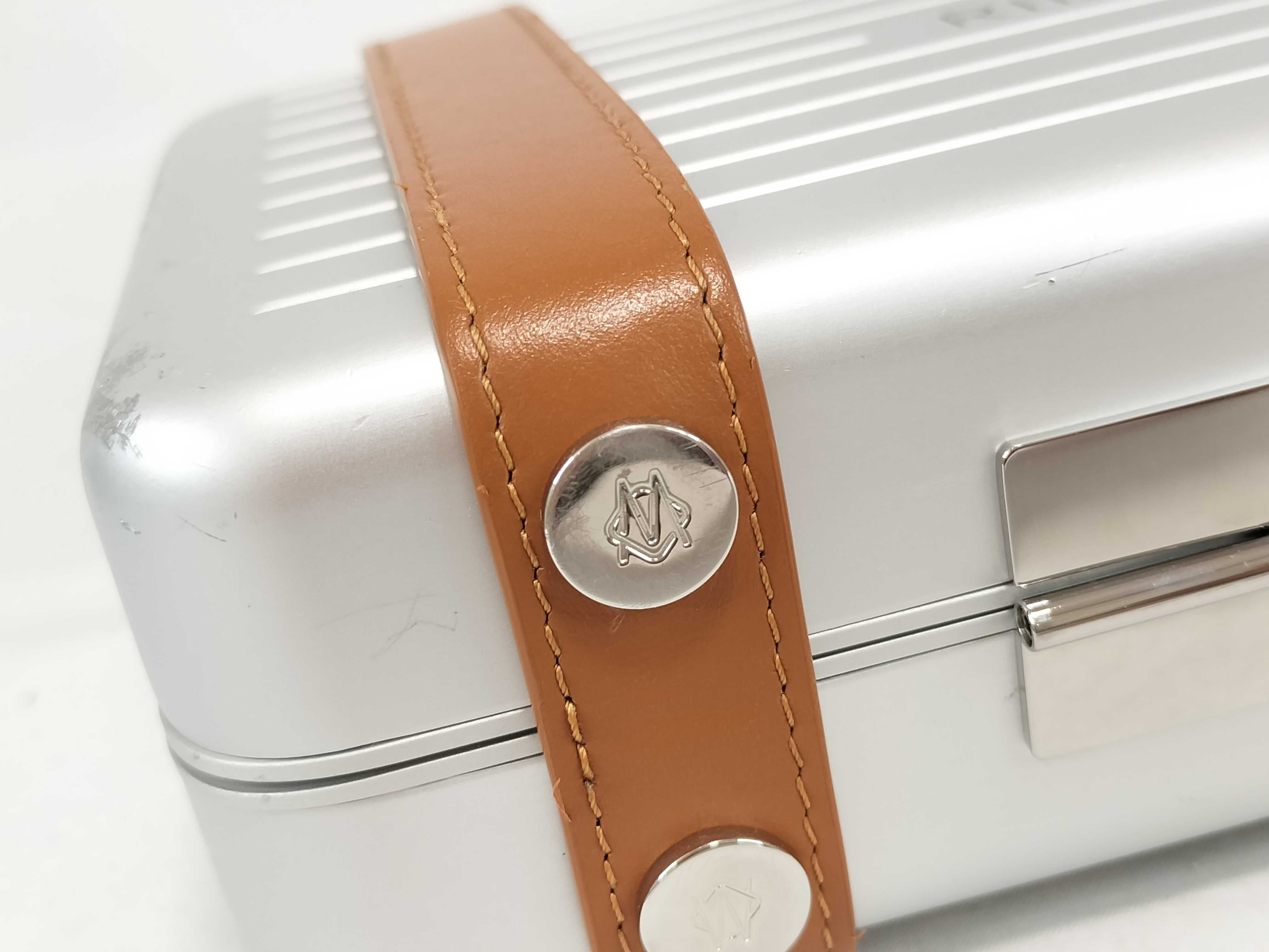 Personal Aluminum x Leather Shoulder Bag, Silver x Brown — view 14