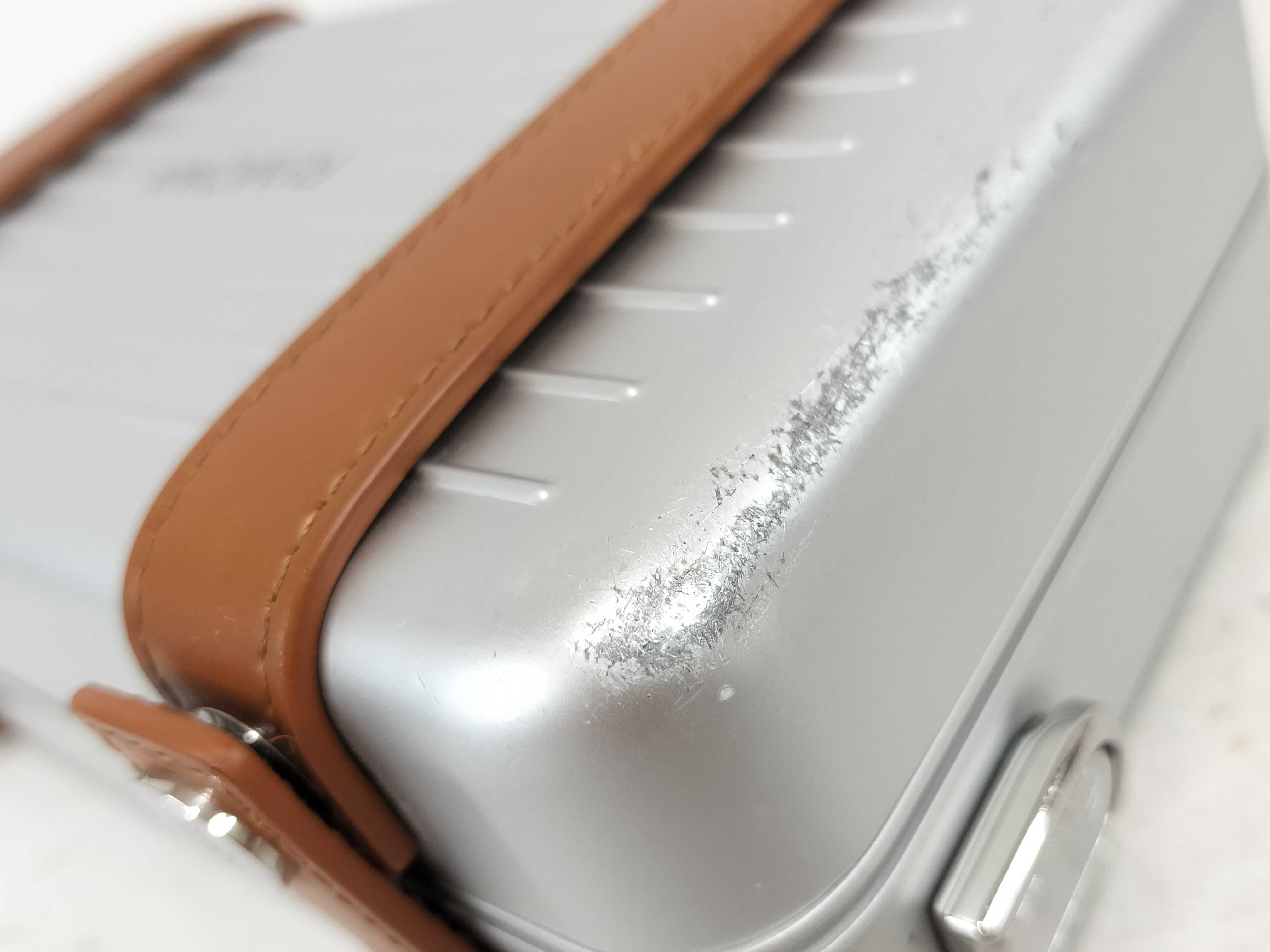 Personal Aluminum x Leather Shoulder Bag, Silver x Brown — view 15