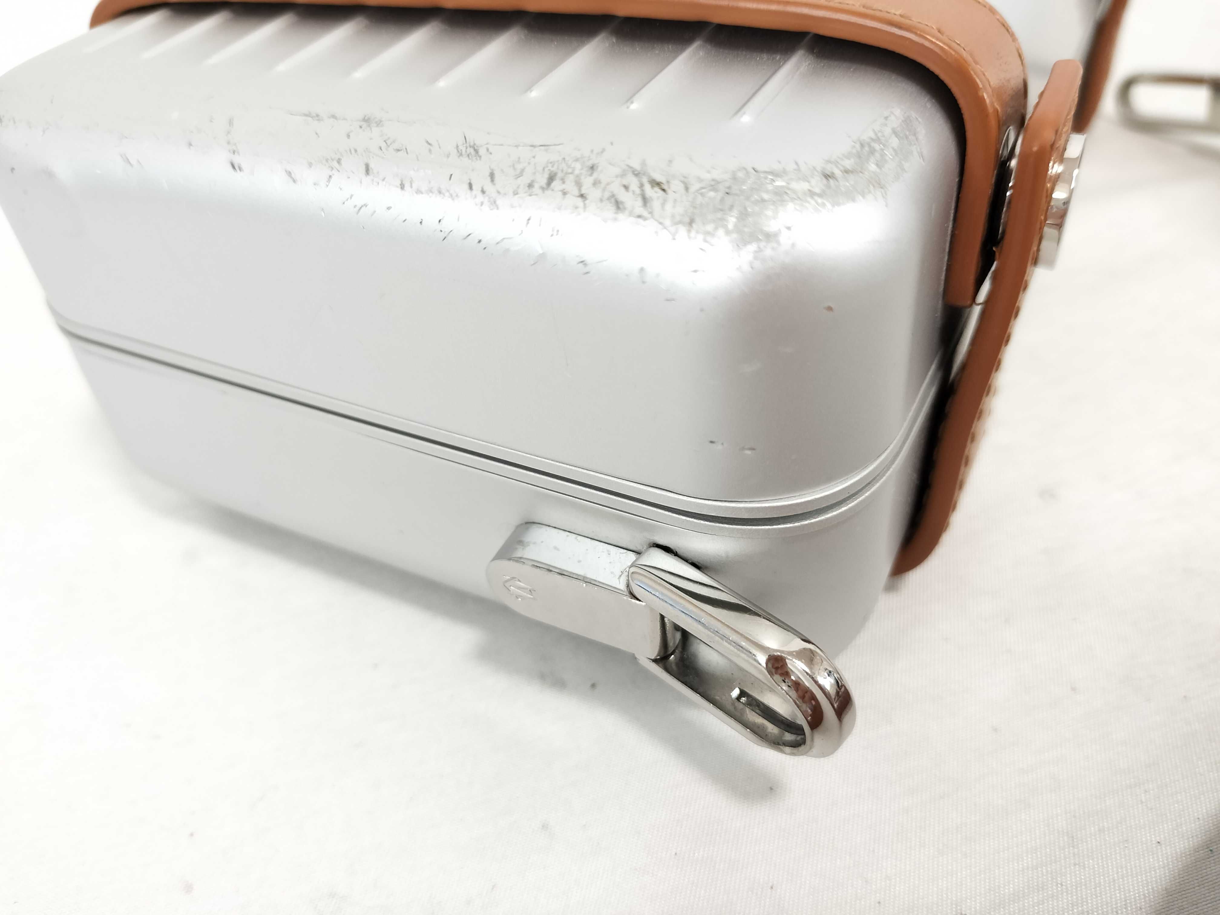 Personal Aluminum x Leather Shoulder Bag, Silver x Brown — view 5