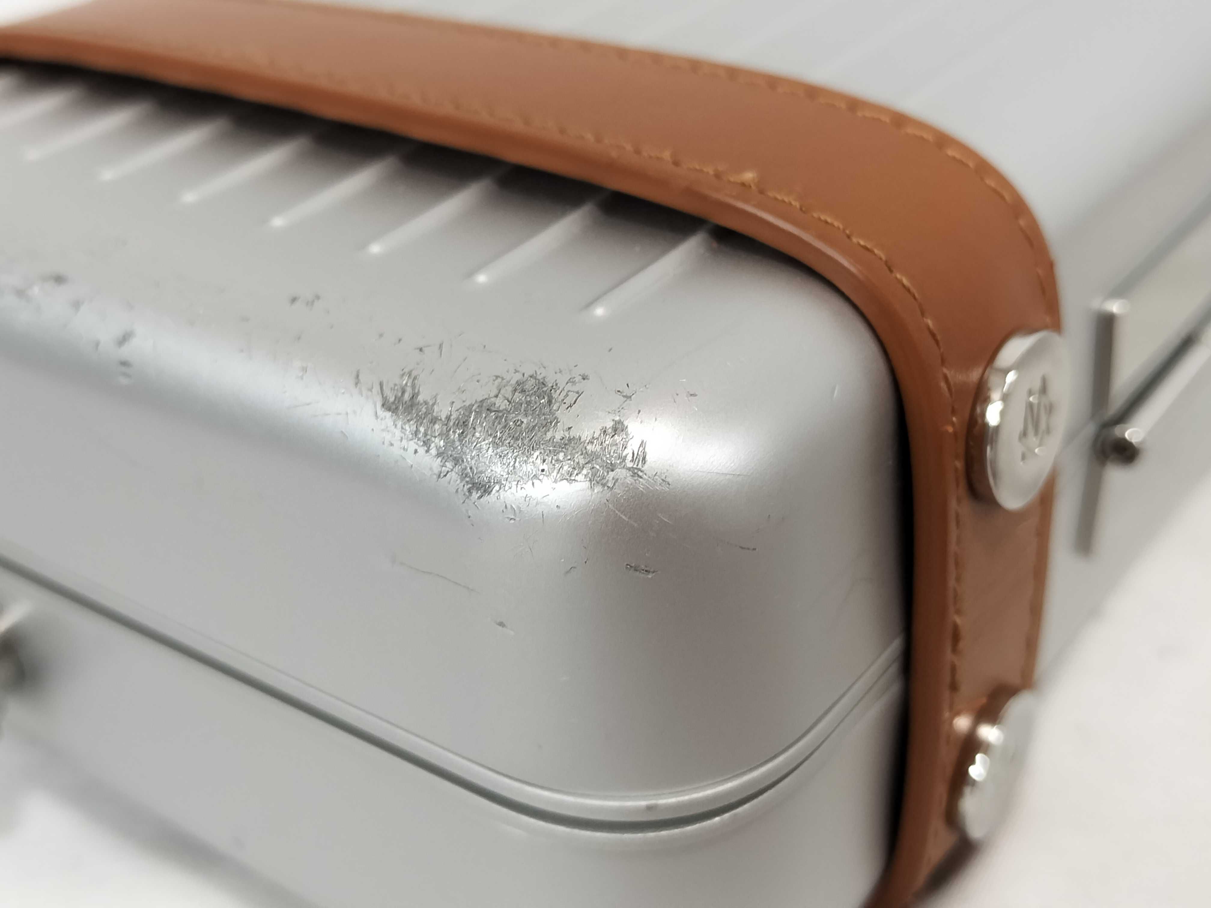 Personal Aluminum x Leather Shoulder Bag, Silver x Brown — view 6