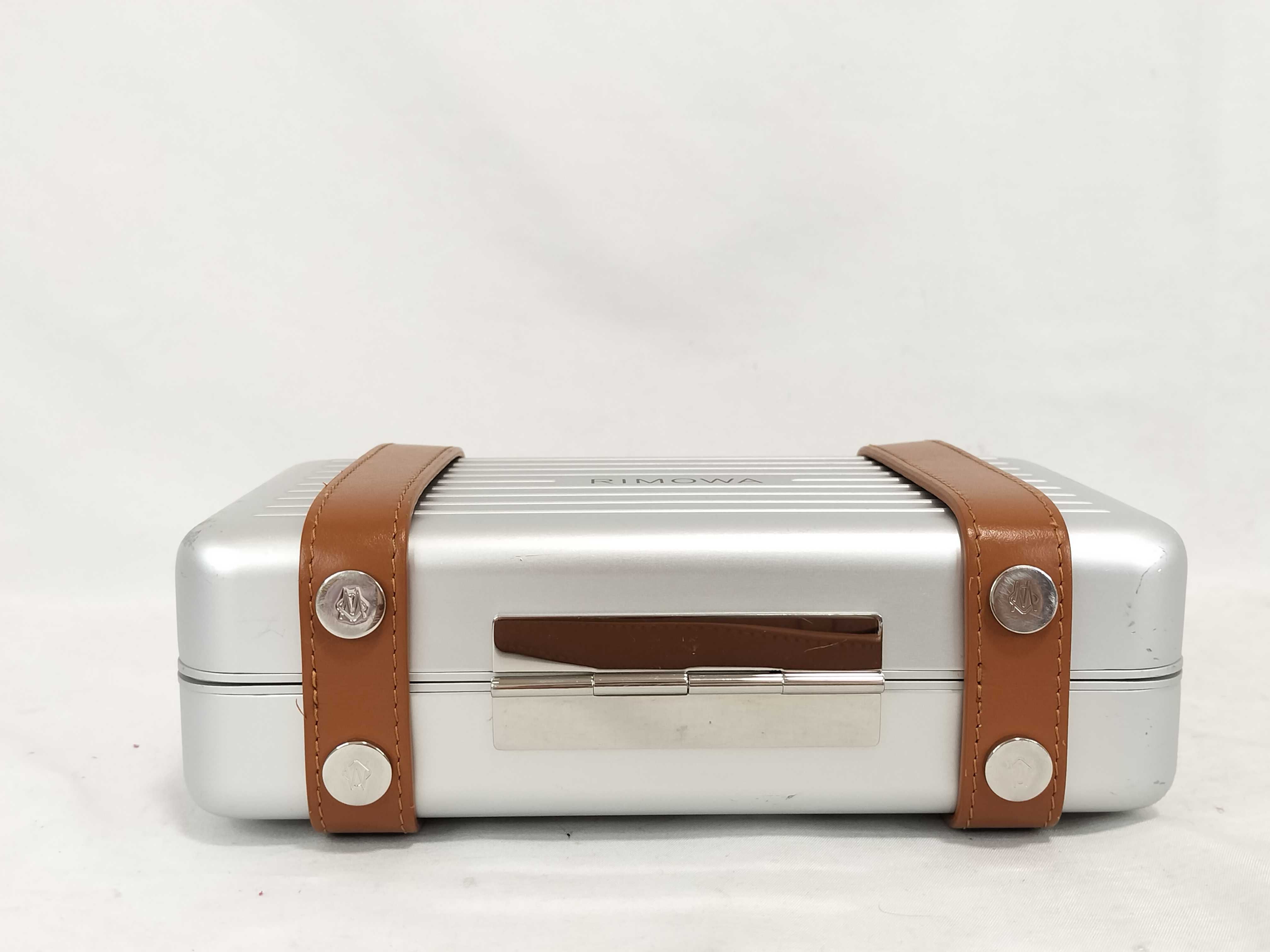 Personal Aluminum x Leather Shoulder Bag, Silver x Brown — view 7