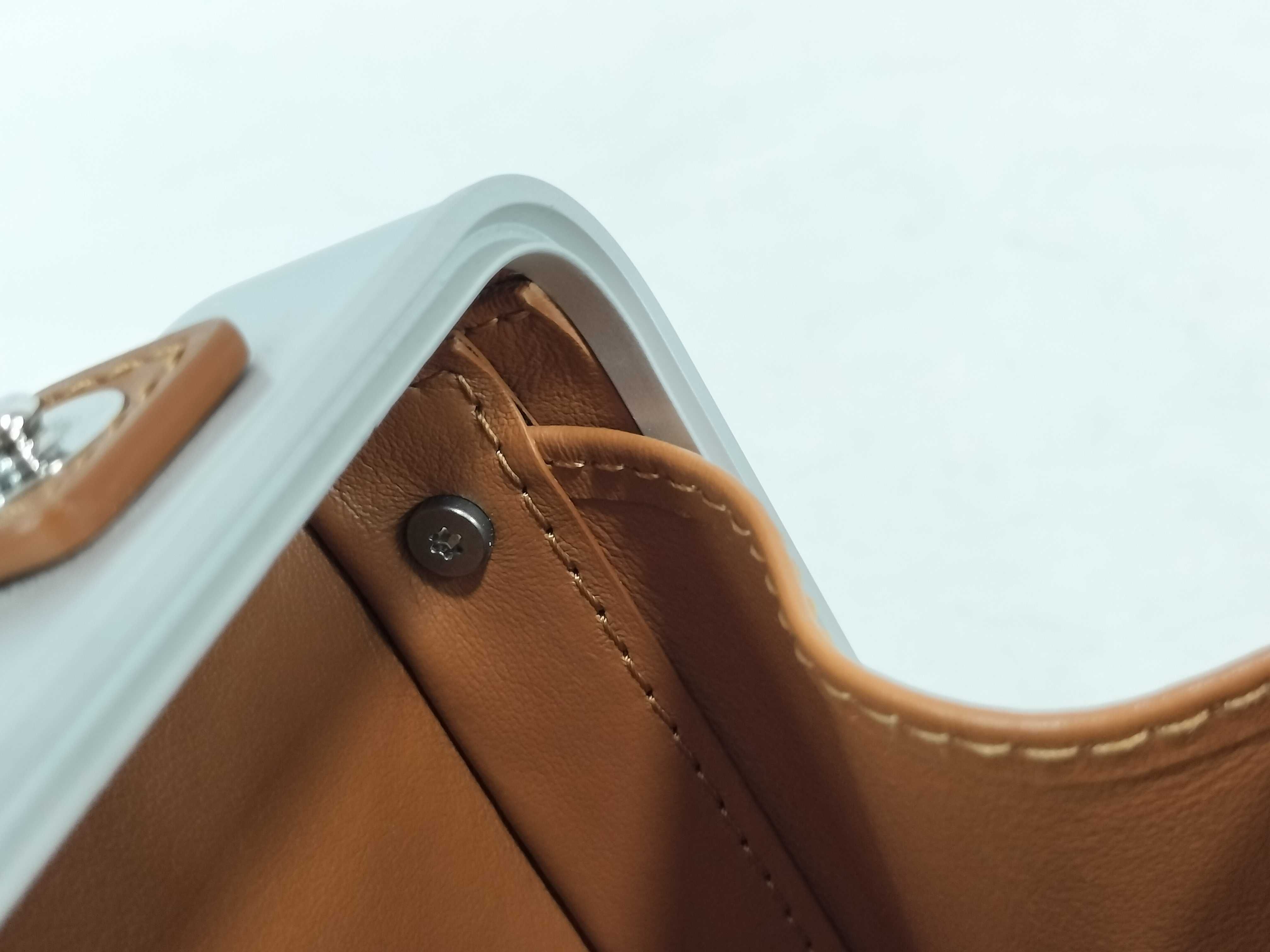 Personal Aluminum x Leather Shoulder Bag, Silver x Brown — view 8
