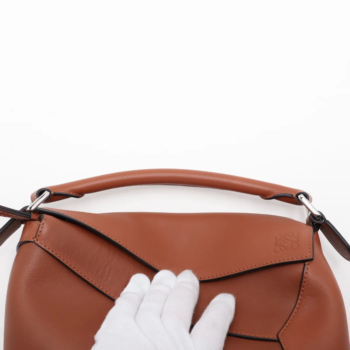 Puzzle Bag Small Leather 2-Way Handbag Brown — view 6