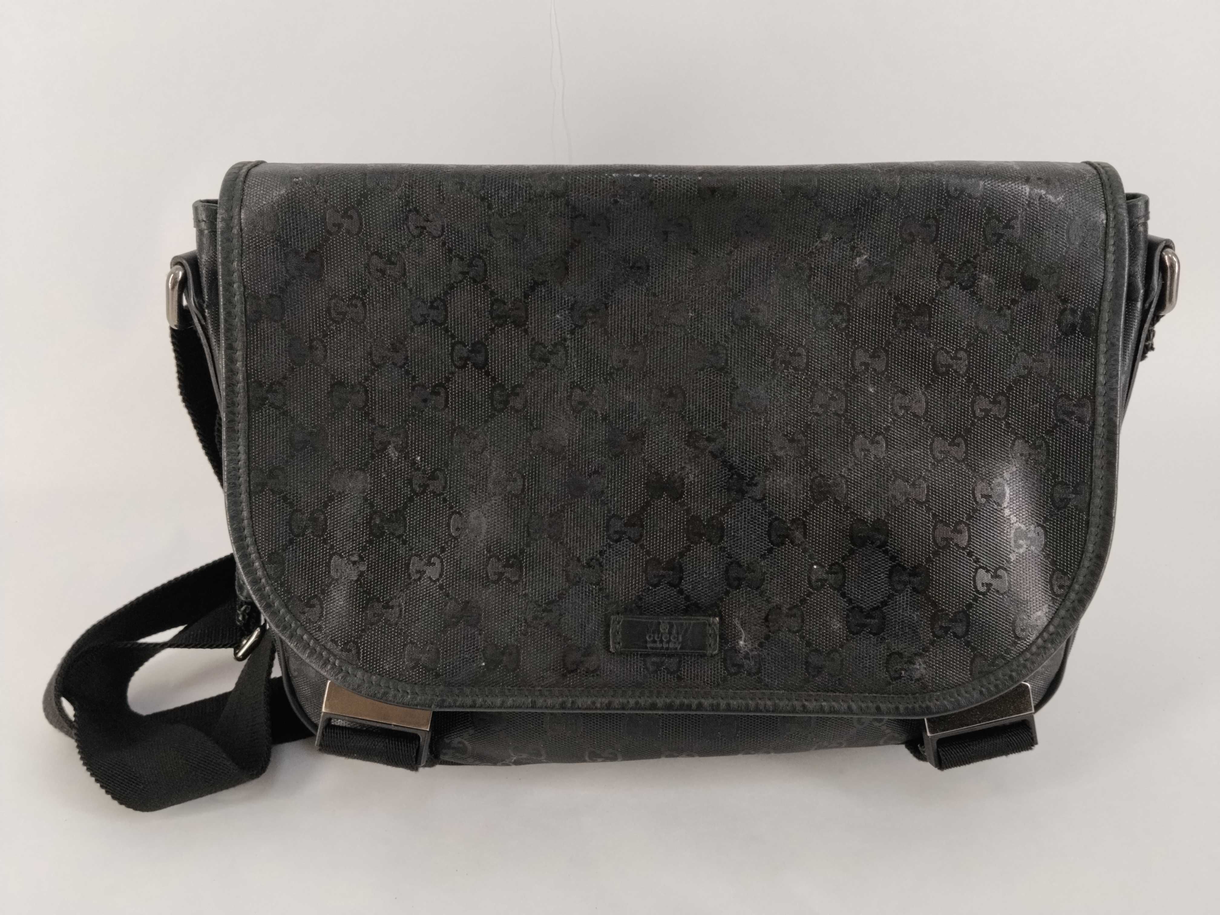GG Supreme PVC x Leather Messenger Shoulder Bag