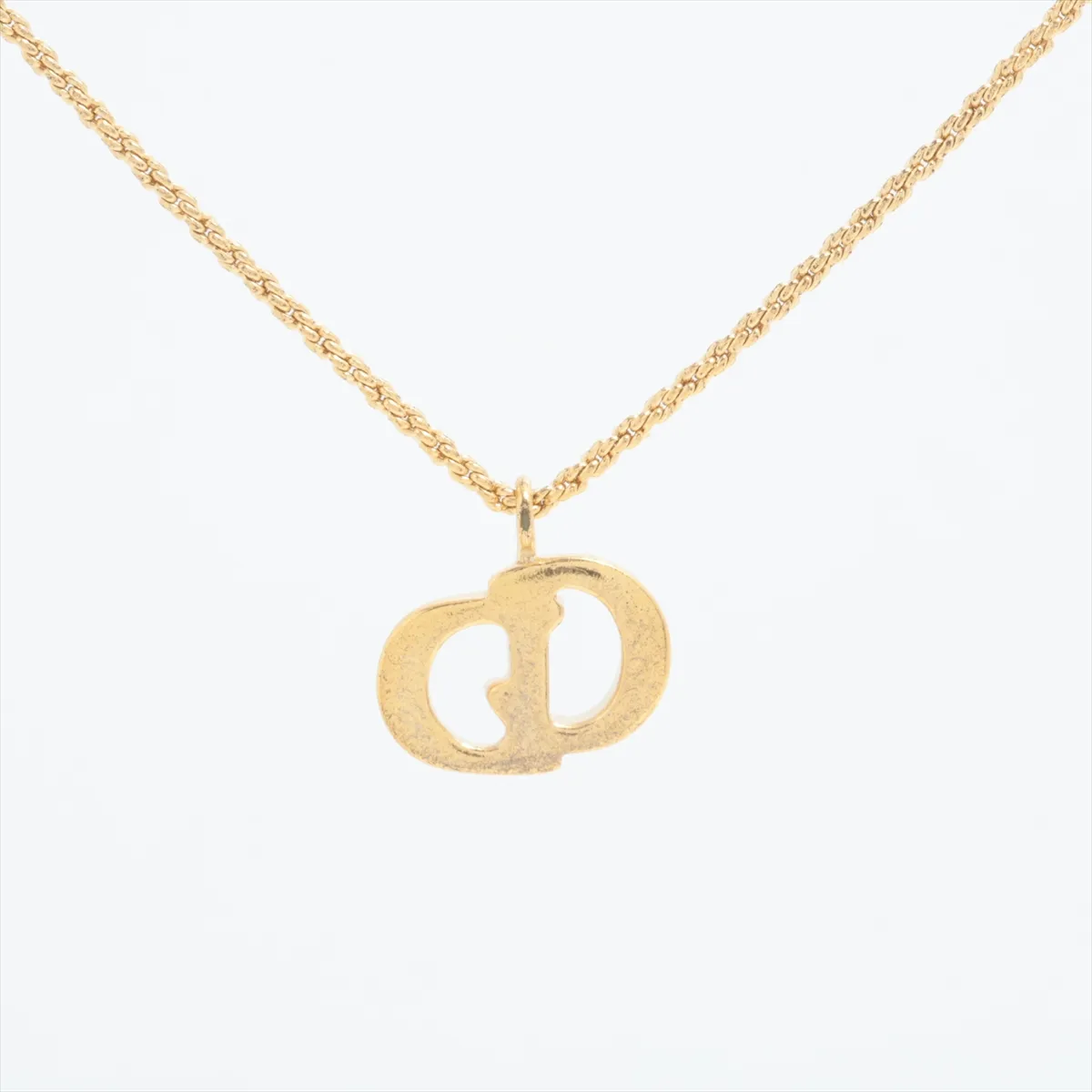 CD logo necklace, GP gold, shows signs of wear, tarnishing, — view 2