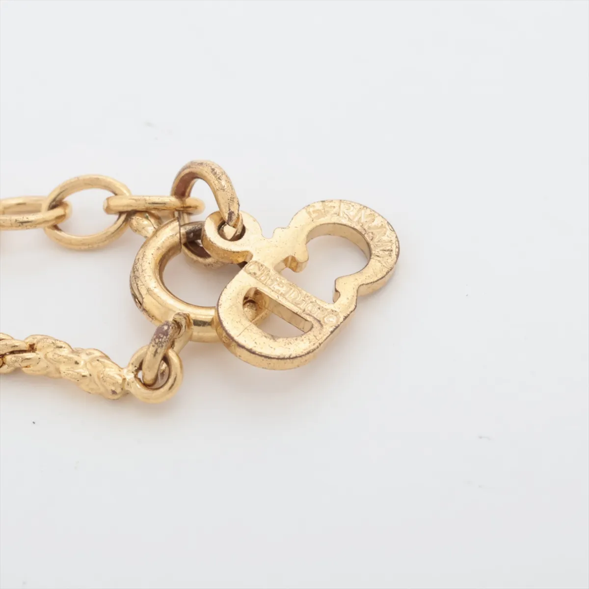 CD logo necklace, GP gold, shows signs of wear, tarnishing, — view 4
