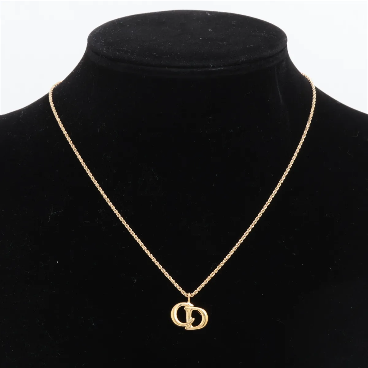 CD logo necklace, GP gold, shows signs of wear, tarnishing, — view 5