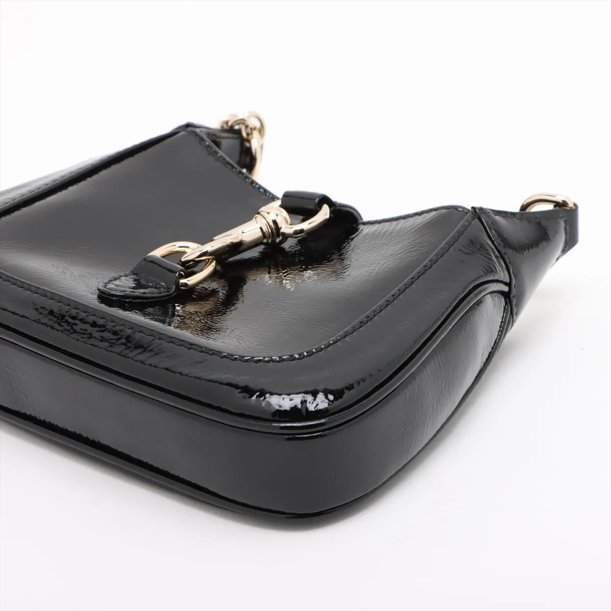 Jackie Notte Patent Leather Chain Shoulder Bag Black 782889 — view 3